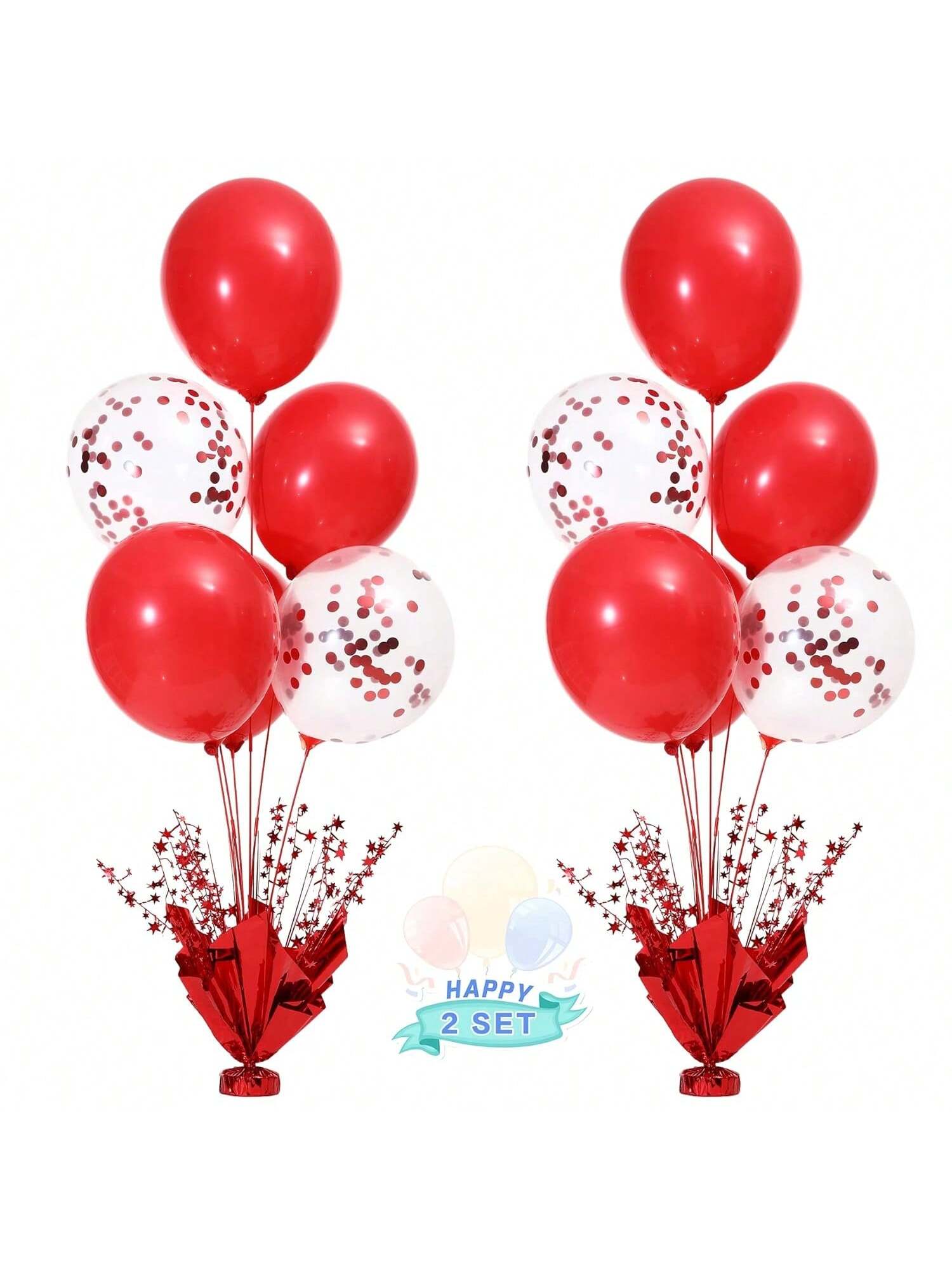 Red Balloon Centerpiece Set with Stands for Birthdays Weddings and Parties