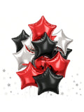 18" Black Red Silver Star Foil Balloons 12PCS Birthday Casino Party Decor
