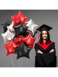 18" Black Red Silver Star Foil Balloons 12PCS Birthday Casino Party Decor