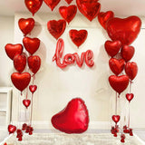 43PCS Heart Valentine Foil Balloons for Proposals Engagements and Romantic Parties
