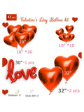 43PCS Heart Valentine Foil Balloons for Proposals Engagements and Romantic Parties