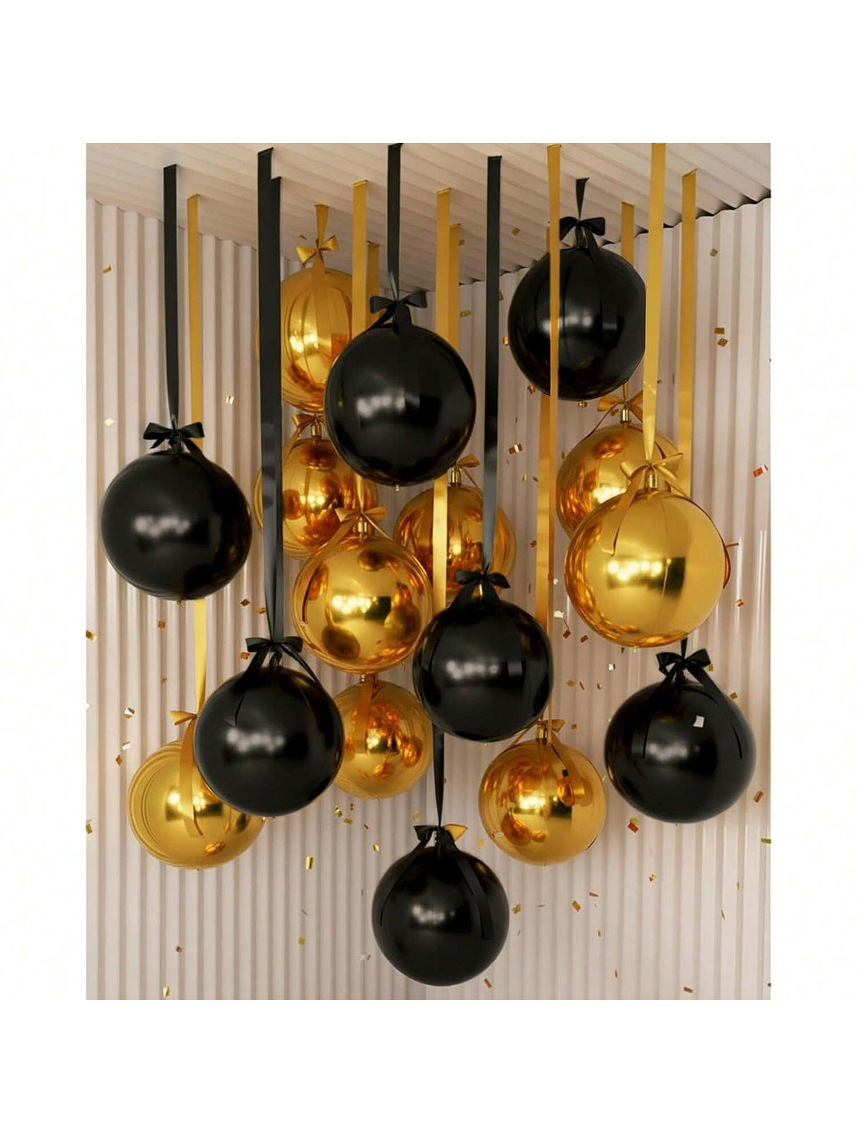 30 Piece Set Of 22 Inch Black And Gold 4D Metallic Christmas Balloons With Satin Bows Ideal For Ceilings Holiday Decor New Year Birthdays And Weddings -