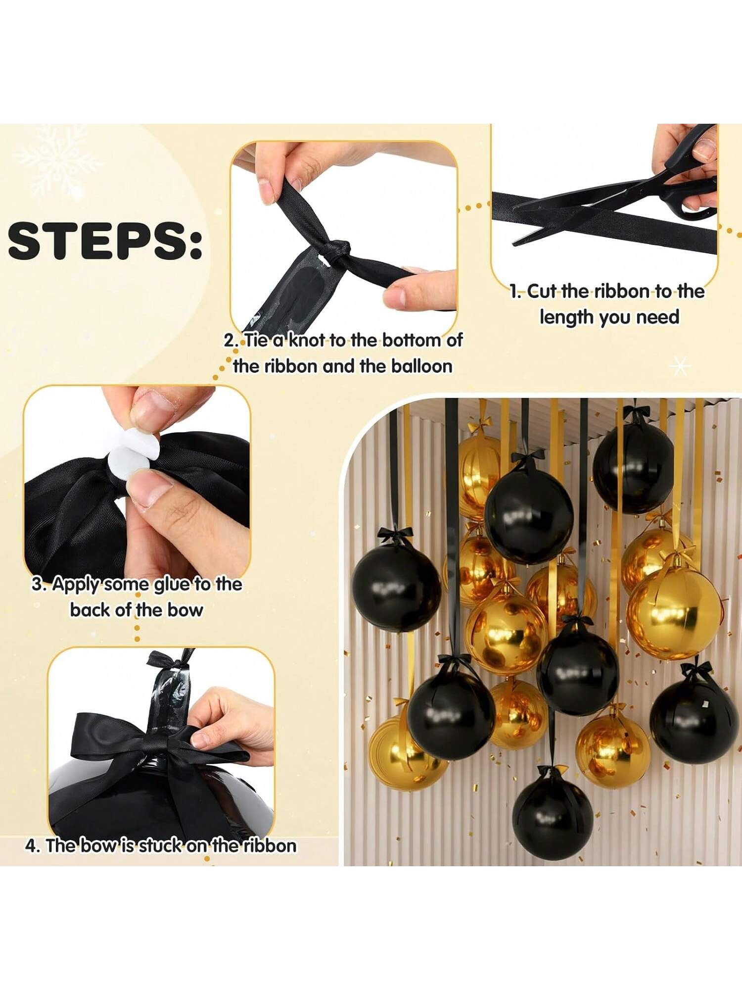 30 Piece Set Of 22 Inch Black And Gold 4D Metallic Christmas Balloons With Satin Bows Ideal For Ceilings Holiday Decor New Year Birthdays And Weddings -