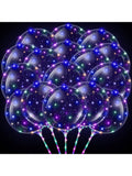 50 Piece Set Of 20 Inch LED Bobo Light-Up Clear Balloons With Handles And String Lights Perfect For Birthdays Christmas Weddings And Festive Decor -