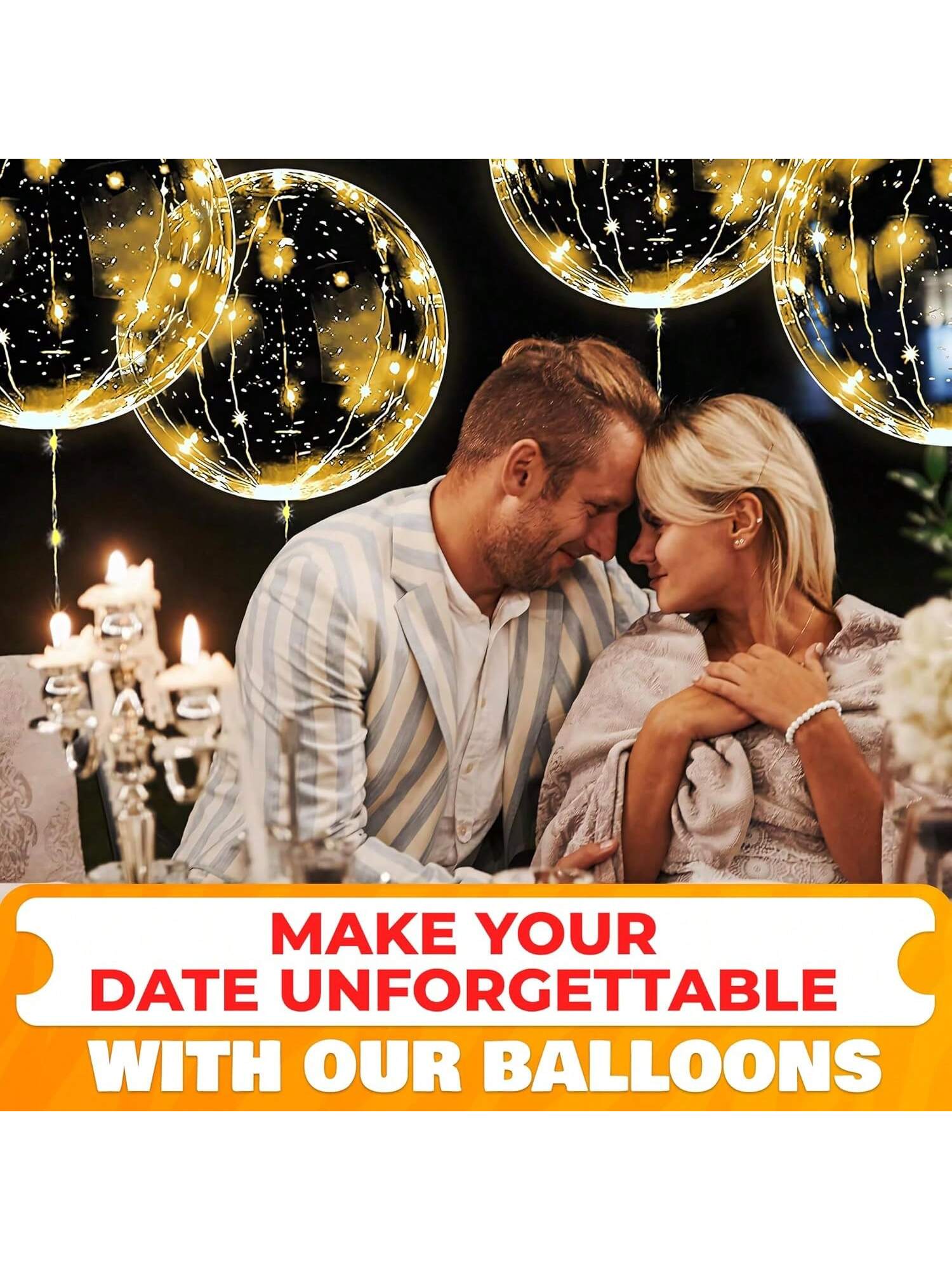 10 Clear LED Balloons with String Lights for Indoor & Outdoor Party Decor