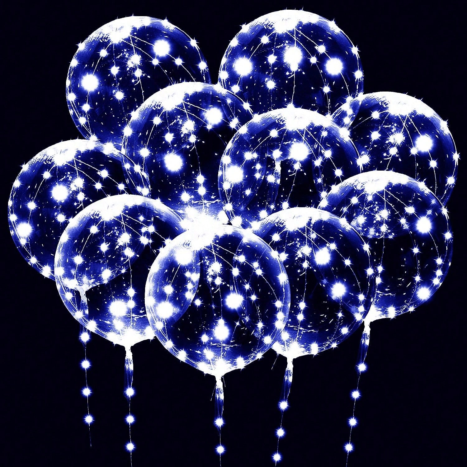 10pcs Clear LED Bobo Balloons with Cold White Lights for Birthday & Wedding Decor