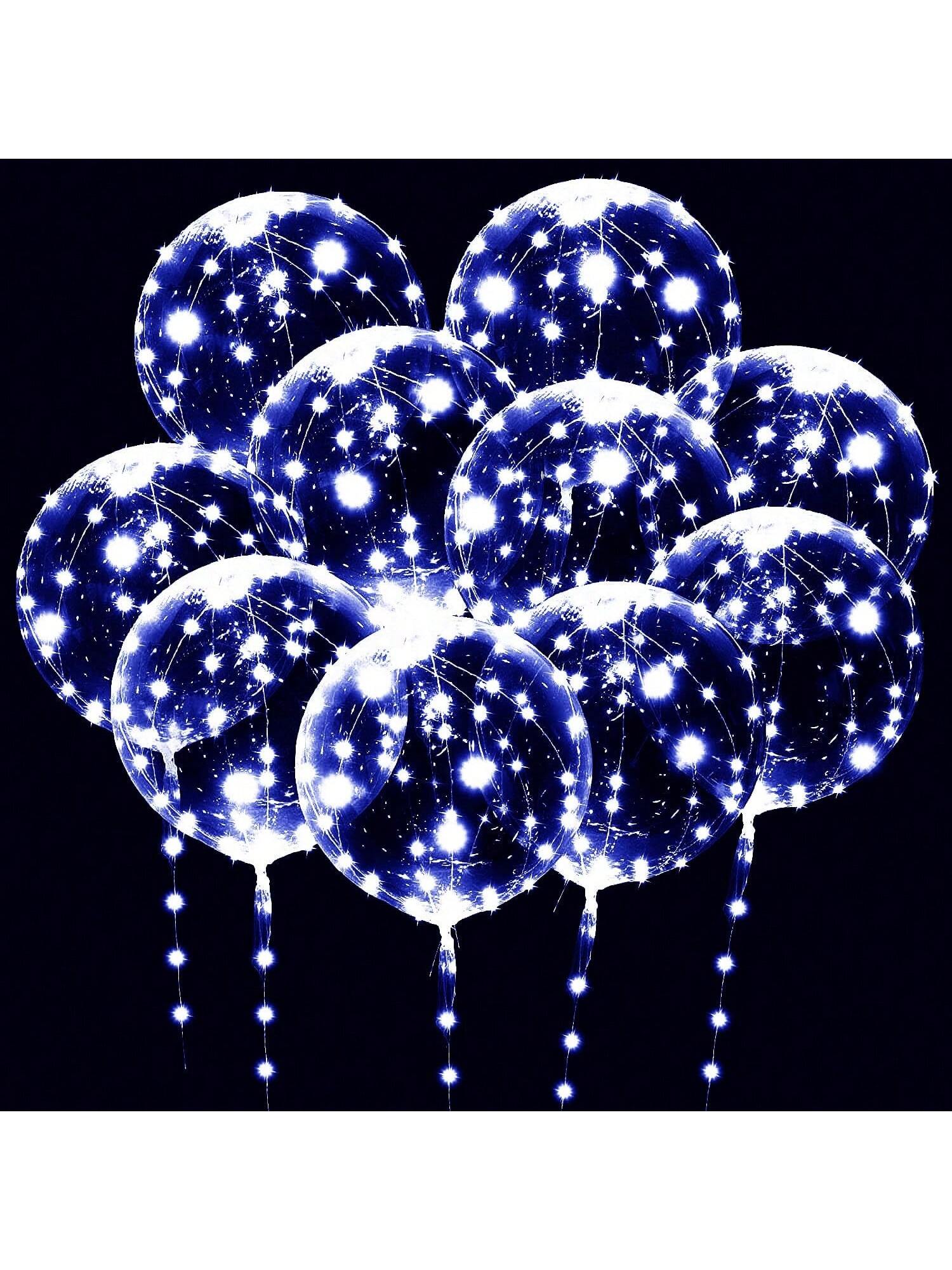 10pcs Clear LED Bobo Balloons with Cold White Lights for Birthday & Wedding Decor
