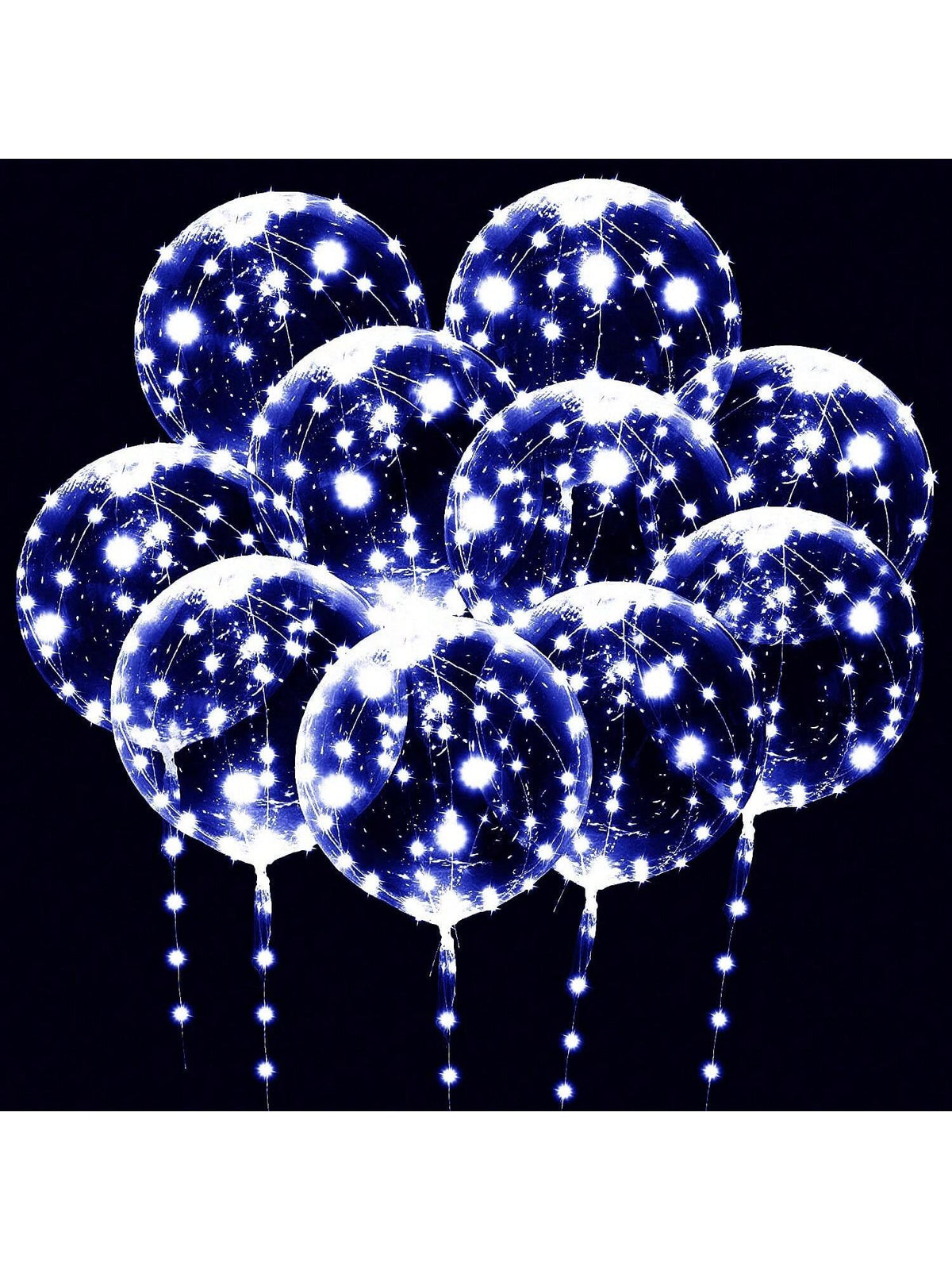 10pcs Clear LED Bobo Balloons with Cold White Lights for Birthday & Wedding Decor