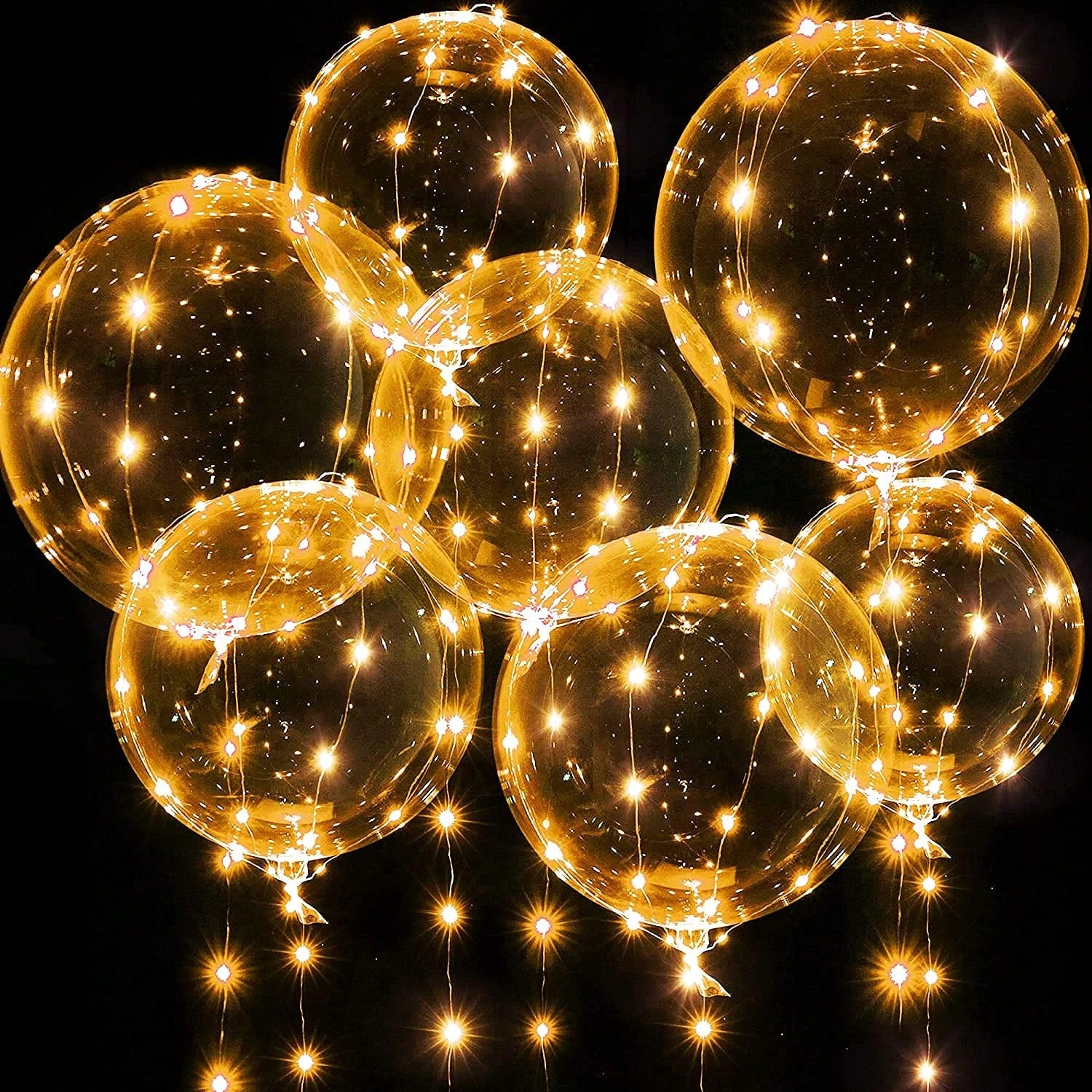 7pcs 20" Valentine LED Bobo Balloons with 10ft Lights for Party & Wedding Decor