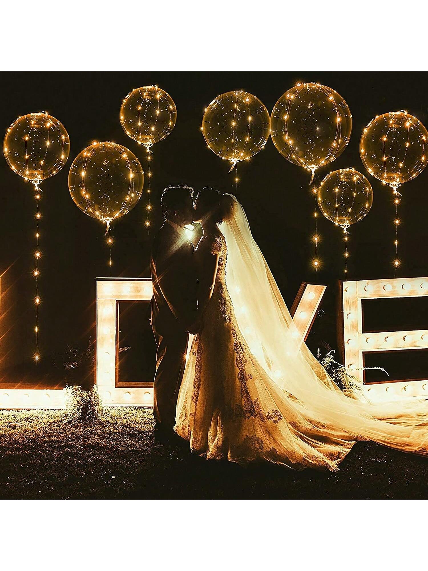 7pcs 20" Valentine LED Bobo Balloons with 10ft Lights for Party & Wedding Decor