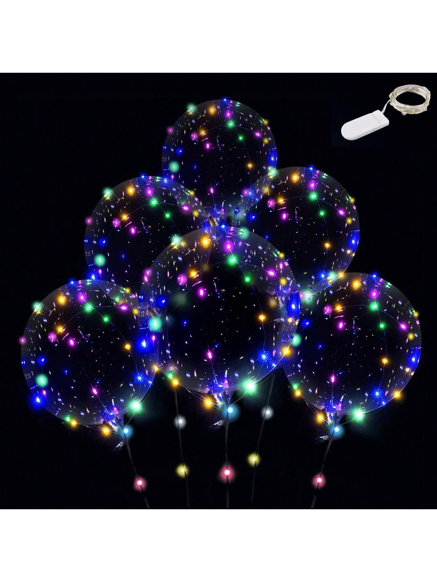 6 Set Clear LED Bobo Balloons with Colorful Lights for Party, Birthday & Wedding