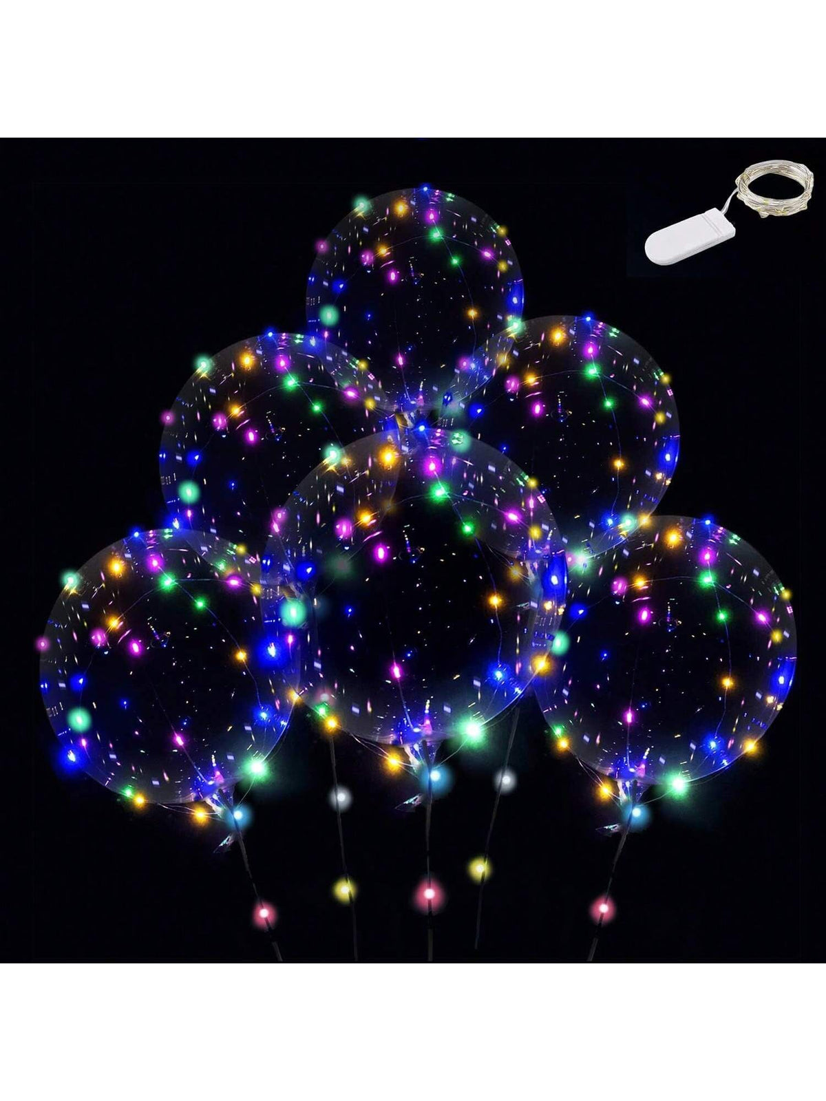 6 Set Clear LED Bobo Balloons with Colorful Lights for Party, Birthday & Wedding