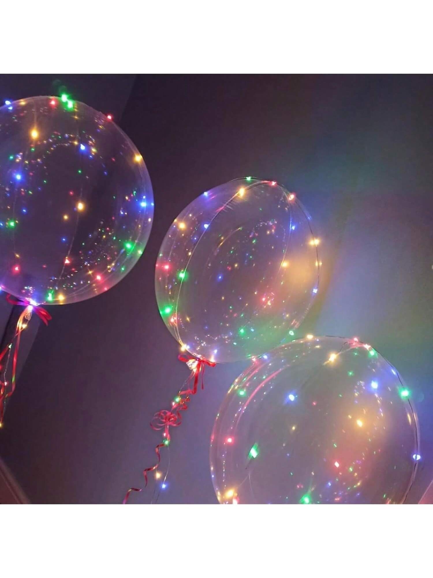 6 Set Clear LED Bobo Balloons with Colorful Lights for Party, Birthday & Wedding