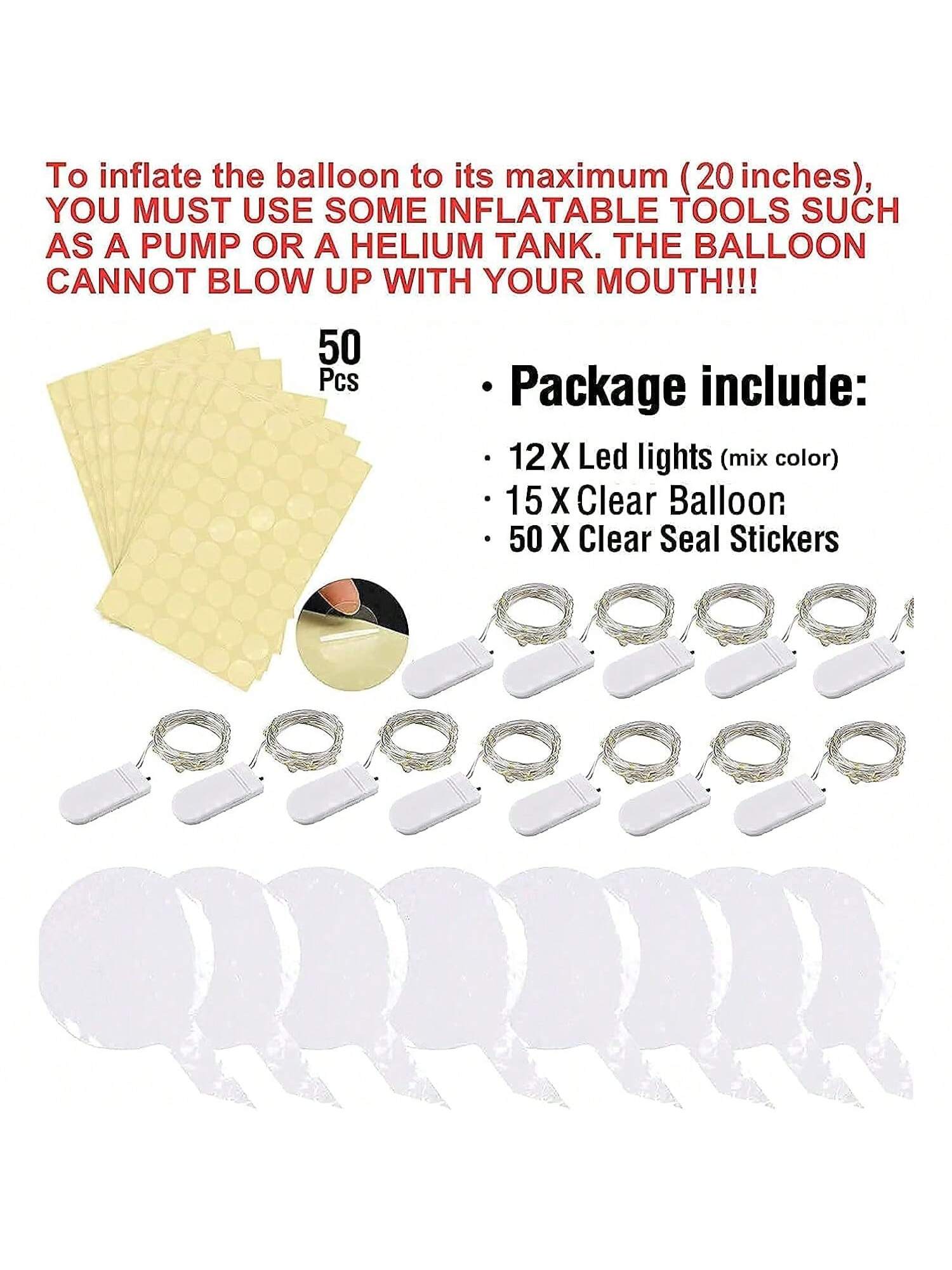 Transparent LED Balloons with Batteries for Birthday, Wedding & Party Decor