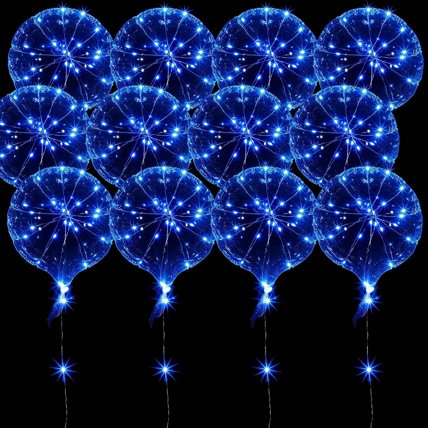 12pcs 15" Blue LED Balloons with Lights for Valentine Birthday & Wedding Decor