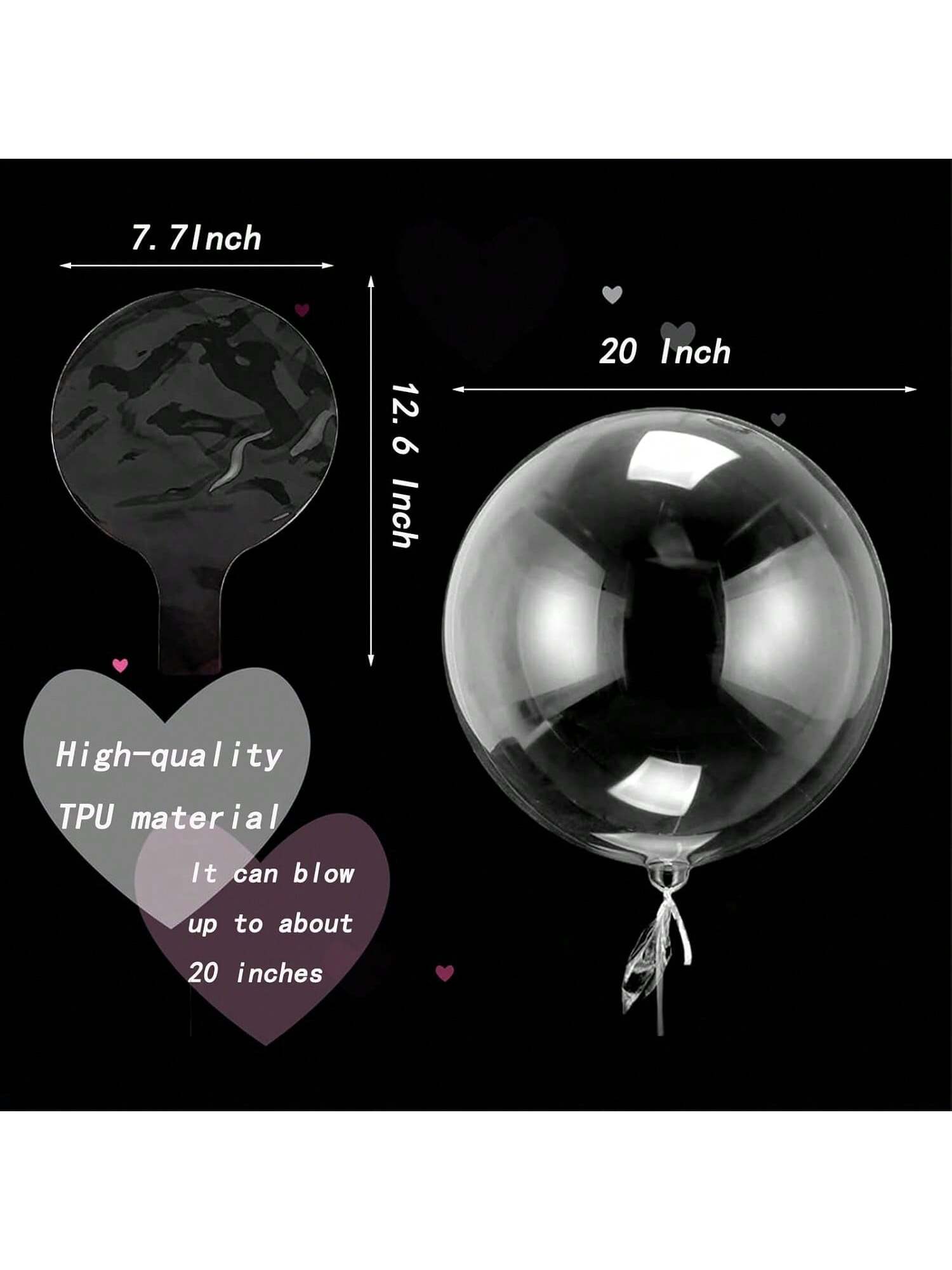 10pcs 20" Clear LED Bobo Balloons with Lights for Valentine Wedding & Birthday