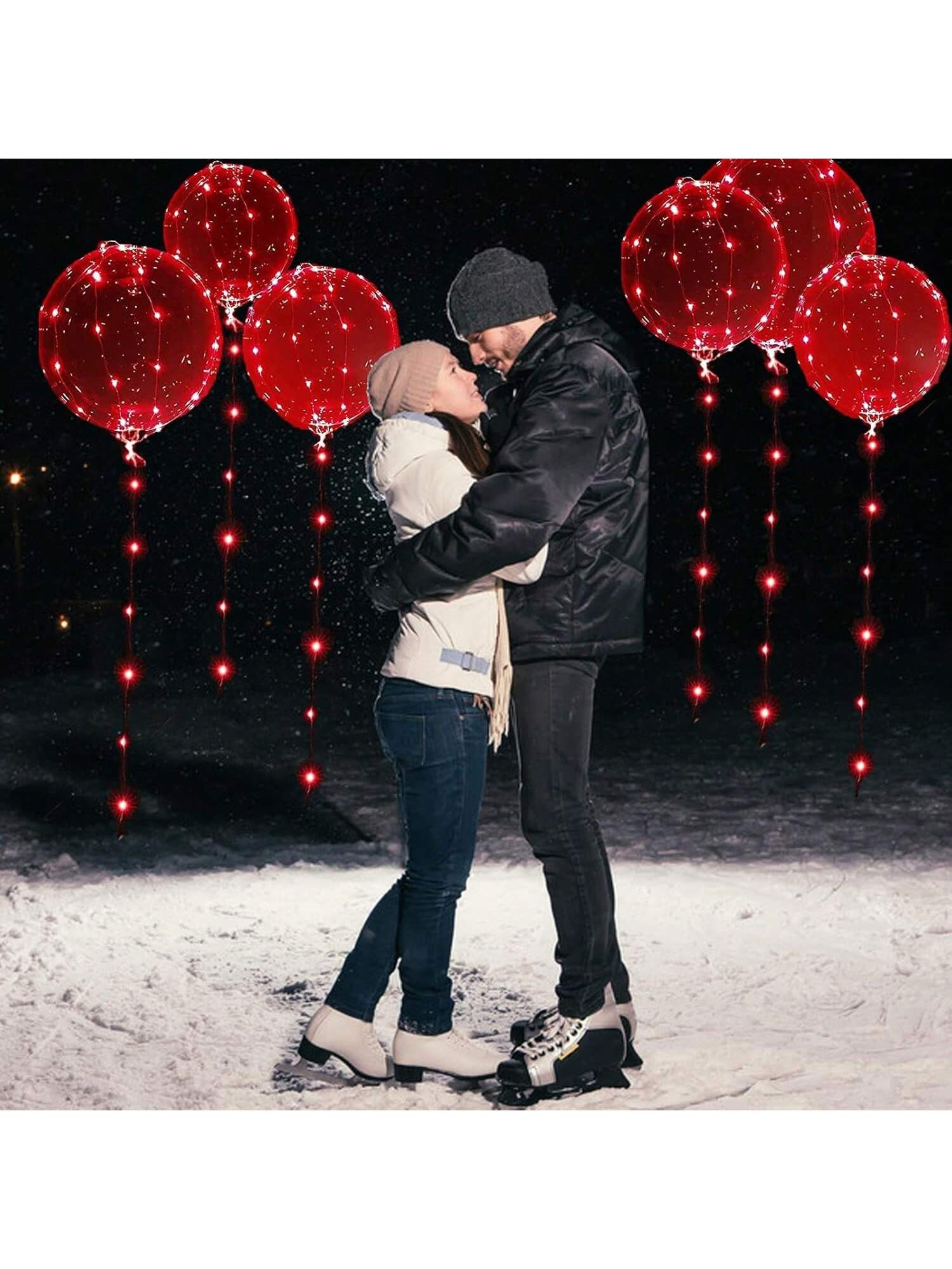 10pcs 20" Clear LED Bobo Balloons with Lights for Valentine Wedding & Birthday
