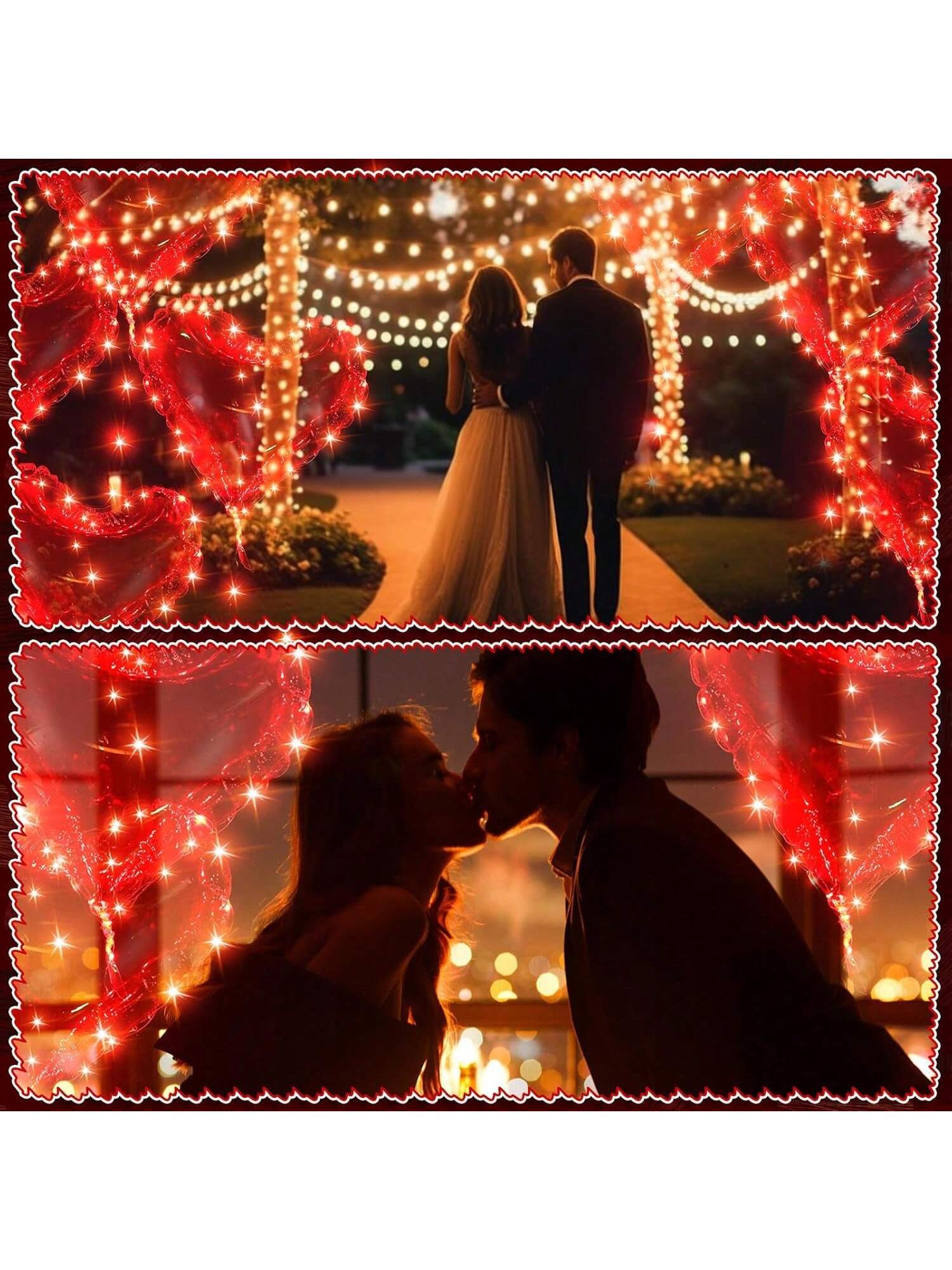 30 Clear 18in Heart LED Bobo Balloons with String Lights for Parties