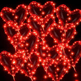 30 Clear 18in Heart LED Bobo Balloons with String Lights for Parties