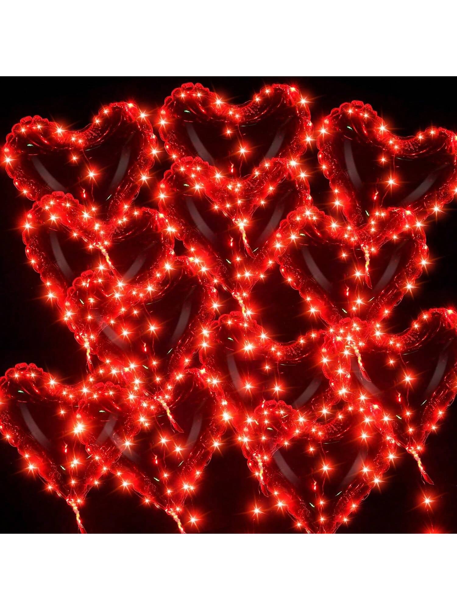 30 Clear 18in Heart LED Bobo Balloons with String Lights for Parties