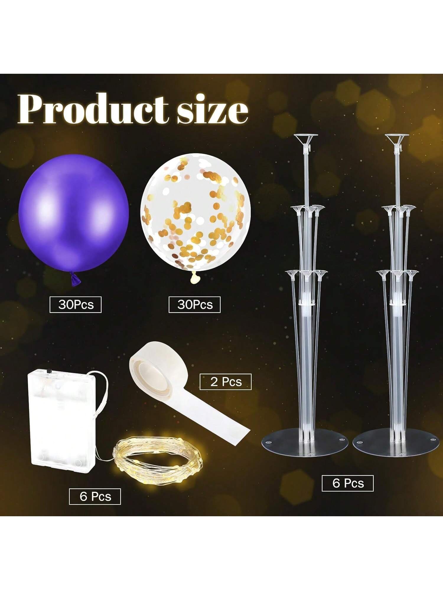 LED Balloon Centerpiece Set 6 Pack With Stands And 60 Light Up Balloons For Baby Shower Birthday Wedding Halloween Christmas Party Table Decor -