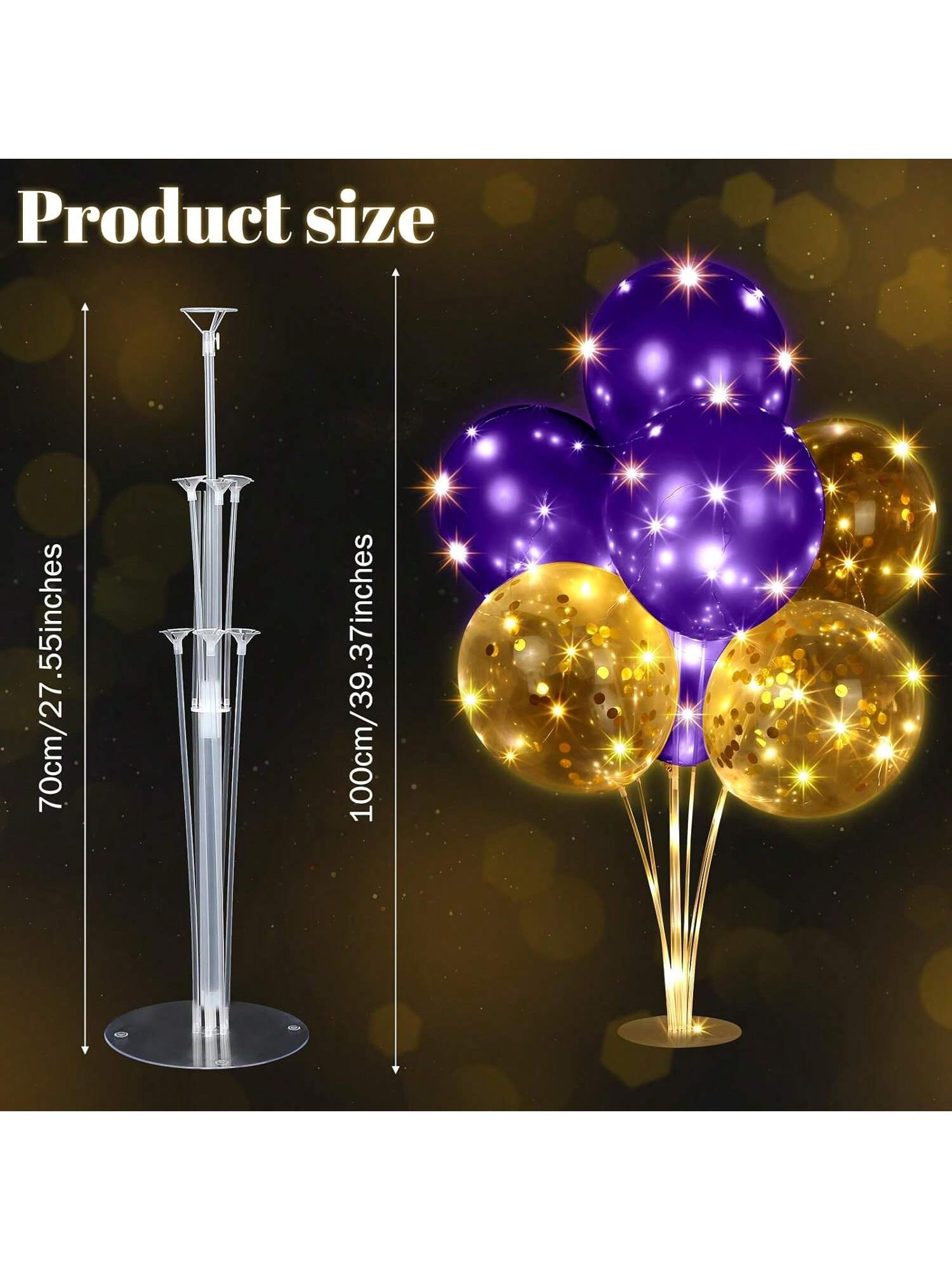 LED Balloon Centerpiece Set 6 Pack With Stands And 60 Light Up Balloons For Baby Shower Birthday Wedding Halloween Christmas Party Table Decor -