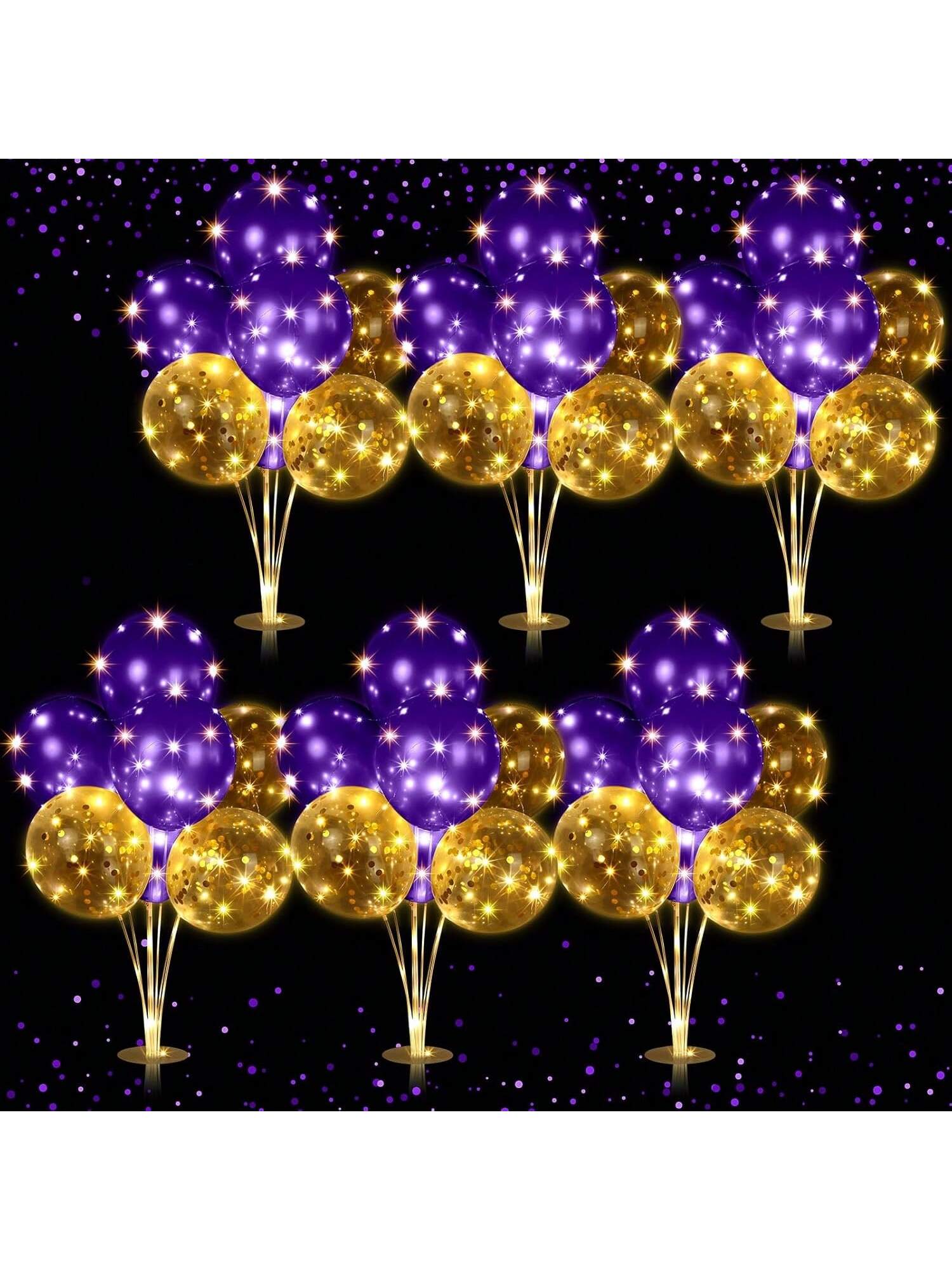 LED Balloon Centerpiece Set 6 Pack With Stands And 60 Light Up Balloons For Baby Shower Birthday Wedding Halloween Christmas Party Table Decor -
