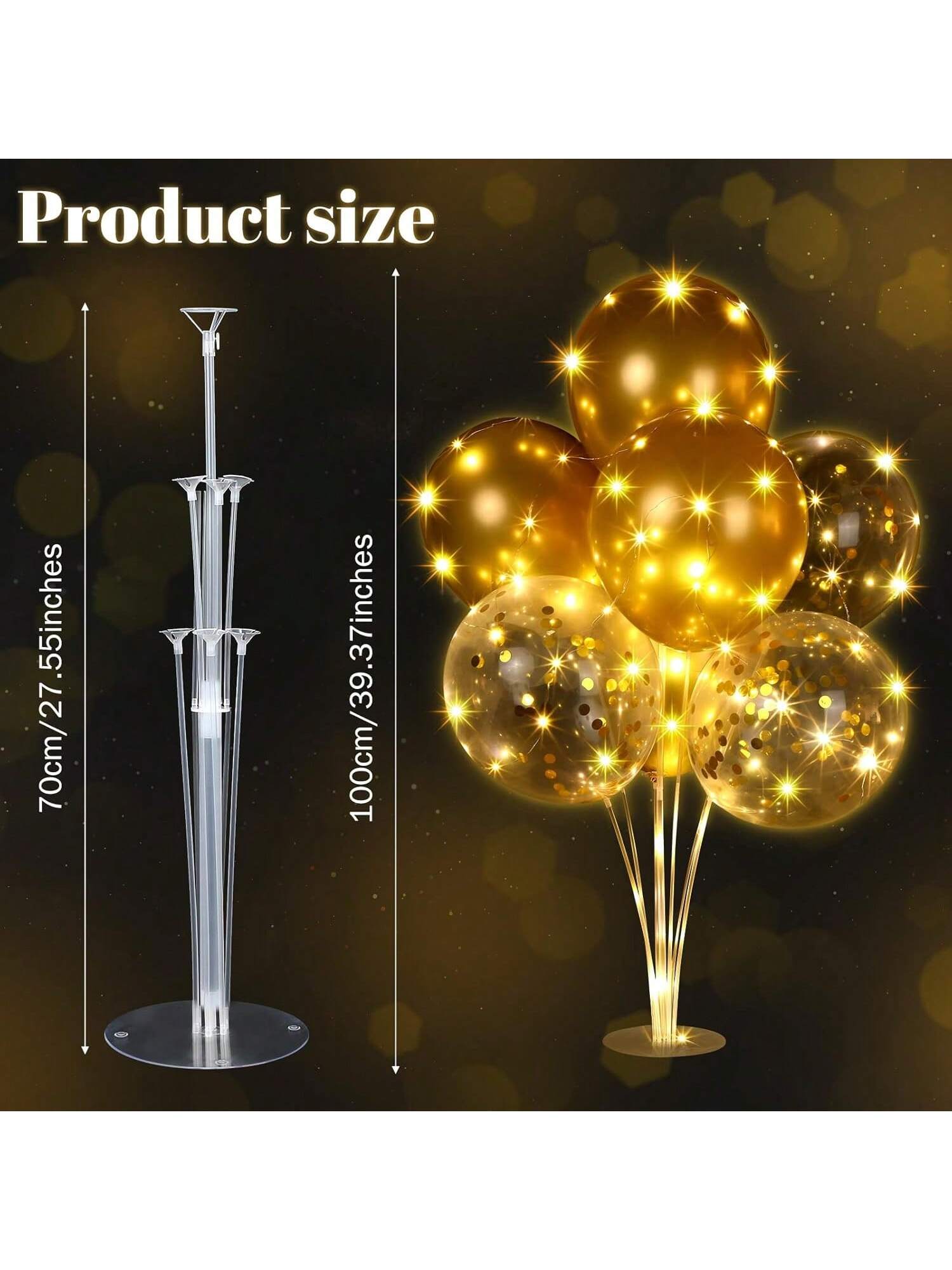 LED Balloon Centerpiece Set 6 Pack With Stands And 60 Light Up Balloons For Baby Shower Birthday Wedding Halloween Christmas Party Table Decor -