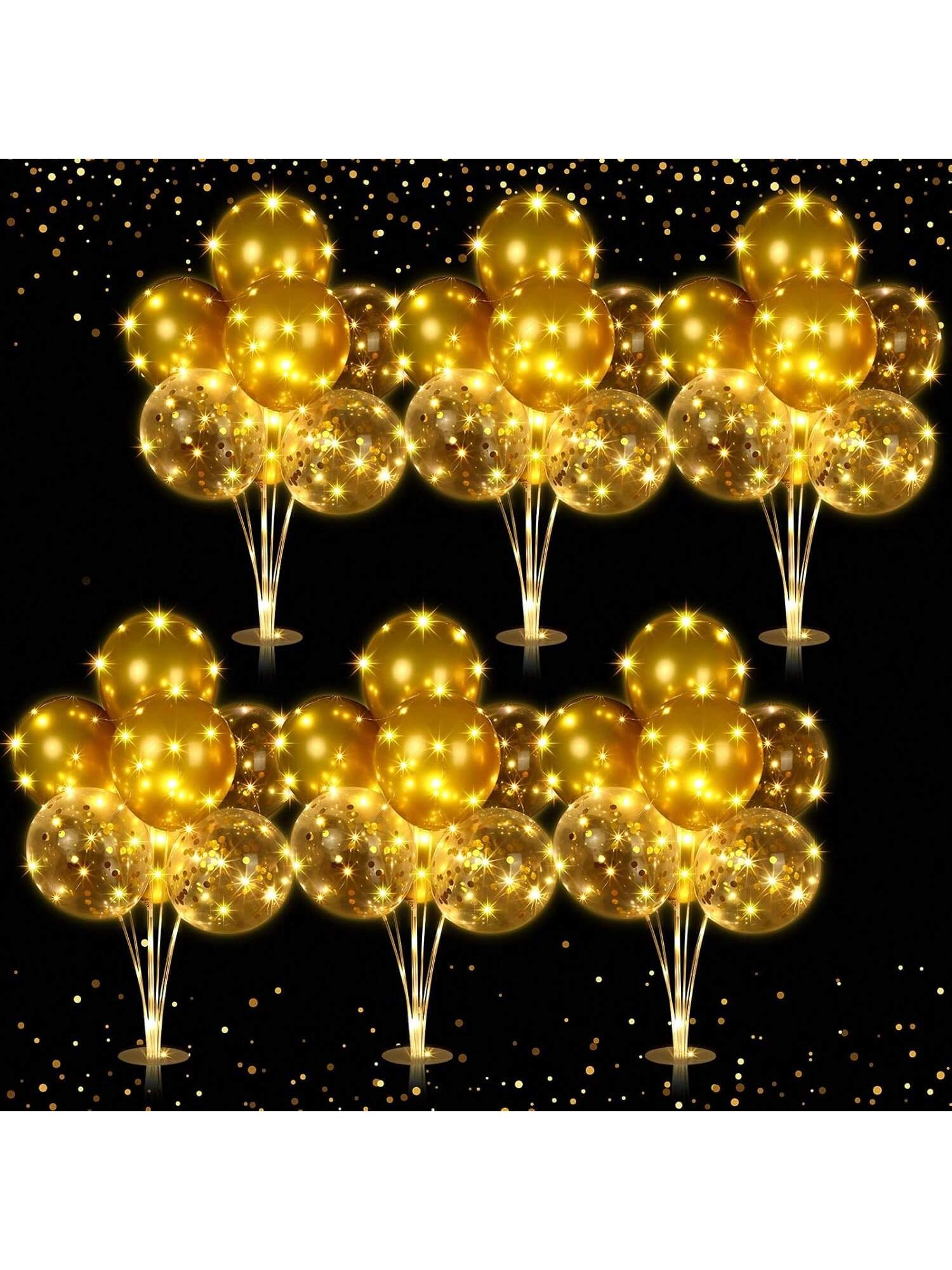 LED Balloon Centerpiece Set 6 Pack With Stands And 60 Light Up Balloons For Baby Shower Birthday Wedding Halloween Christmas Party Table Decor -