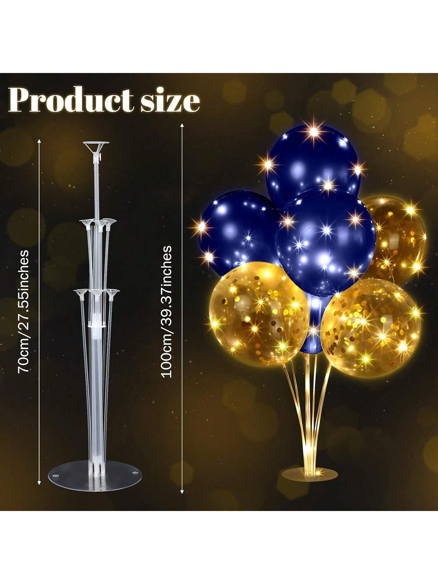 LED Balloon Centerpiece Set 6 Pack With Stands And 60 Light Up Balloons For Baby Shower Birthday Wedding Halloween Christmas Party Table Decor -