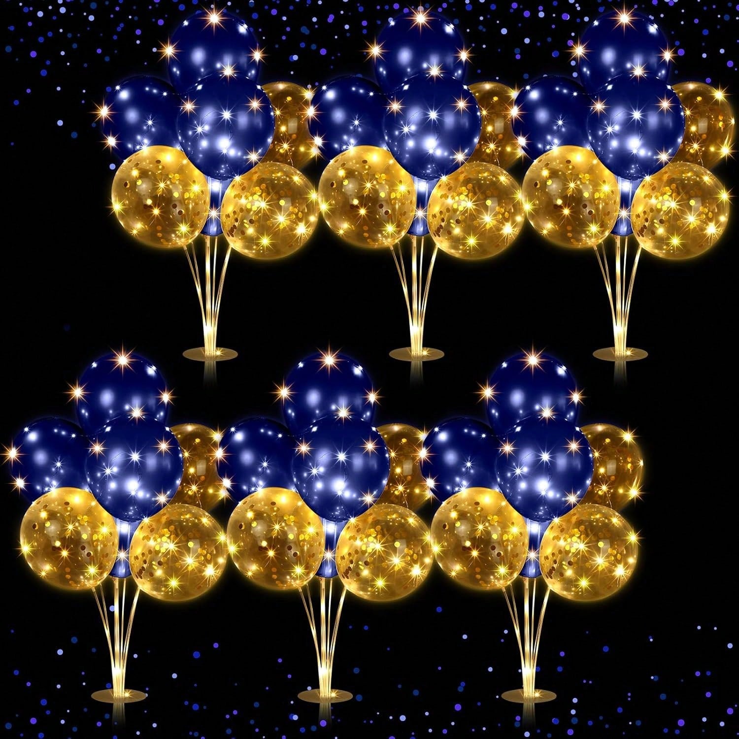 LED Balloon Centerpiece Set 6 Pack With Stands And 60 Light Up Balloons For Baby Shower Birthday Wedding Halloween Christmas Party Table Decor -