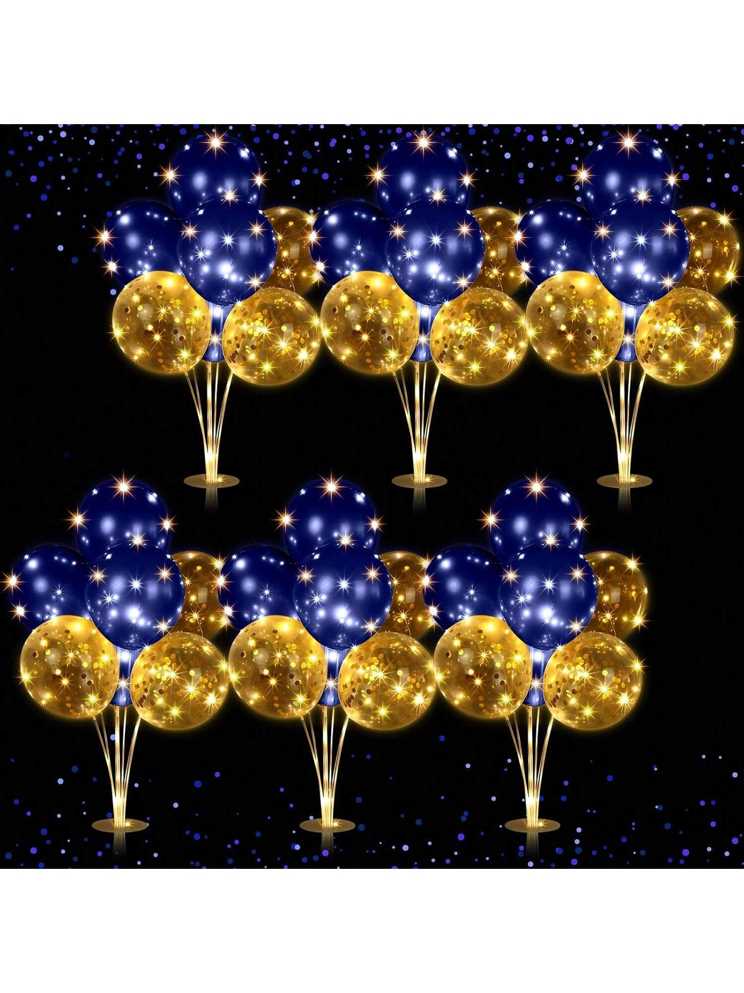 LED Balloon Centerpiece Set 6 Pack With Stands And 60 Light Up Balloons For Baby Shower Birthday Wedding Halloween Christmas Party Table Decor -