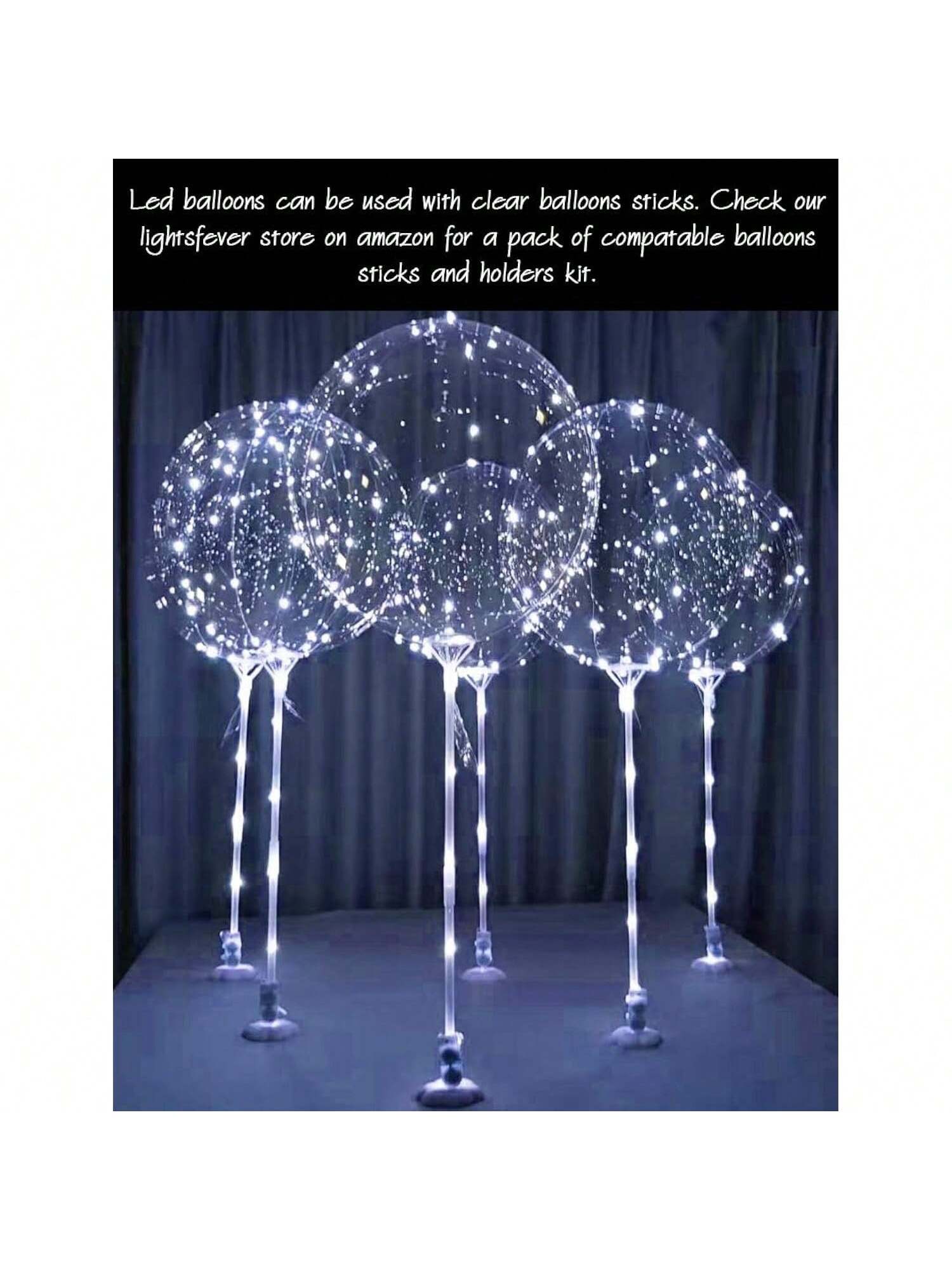 6PCS White LED Bobo Balloons DIY Kit Clear Light-Up Balloons for Parties