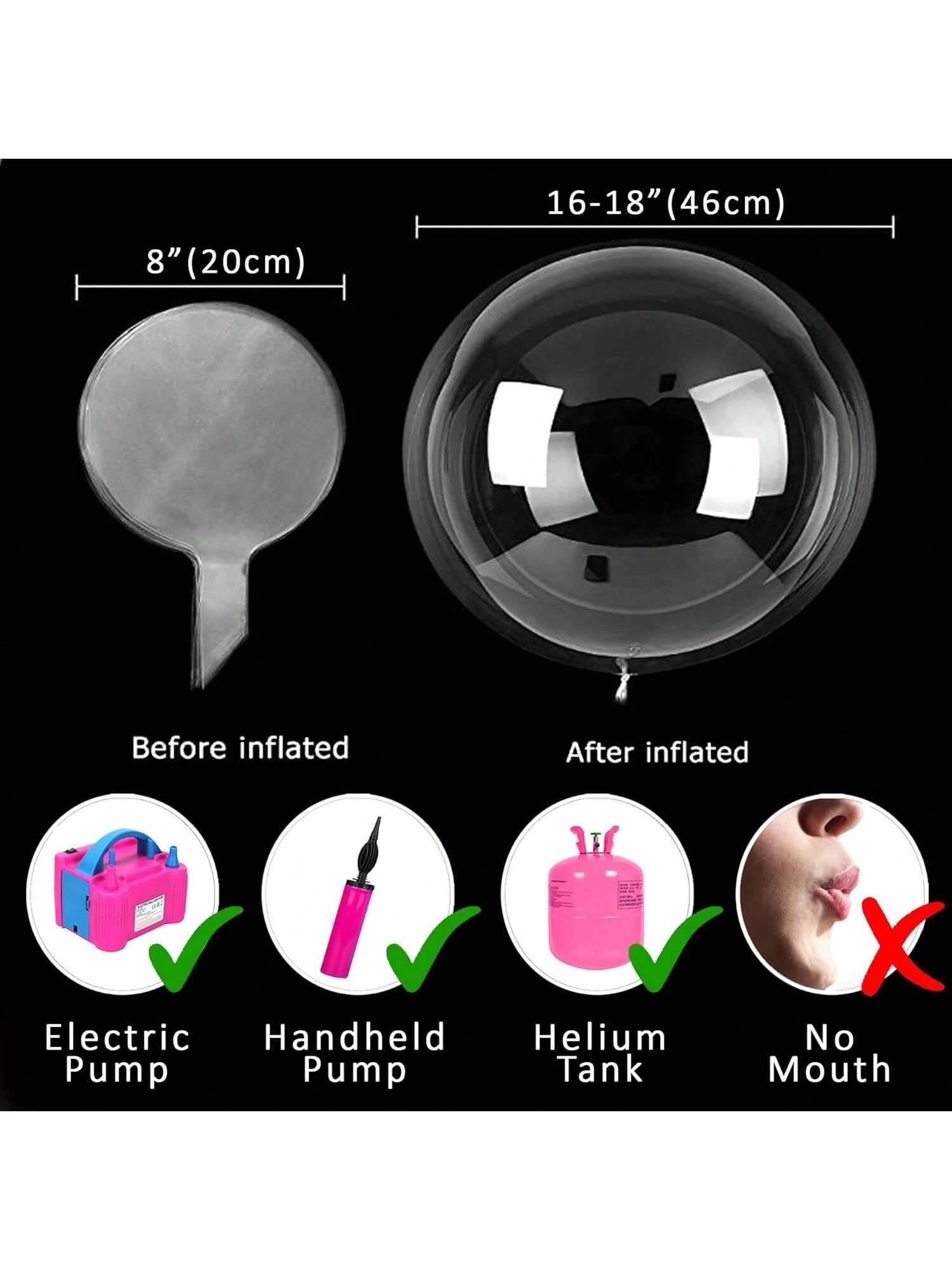 6PCS White LED Bobo Balloons DIY Kit Clear Light-Up Balloons for Parties