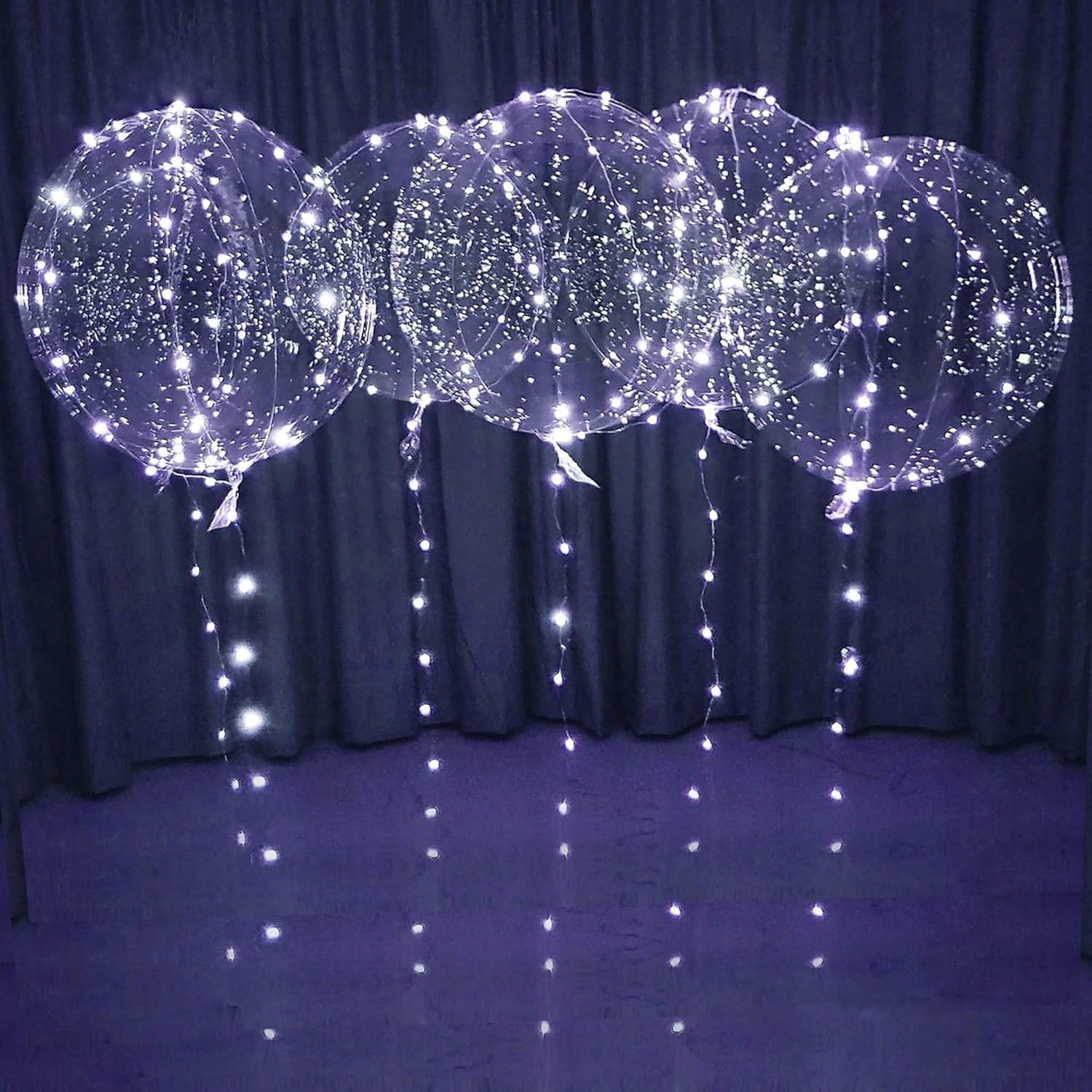 6PCS White LED Bobo Balloons DIY Kit Clear Light-Up Balloons for Parties