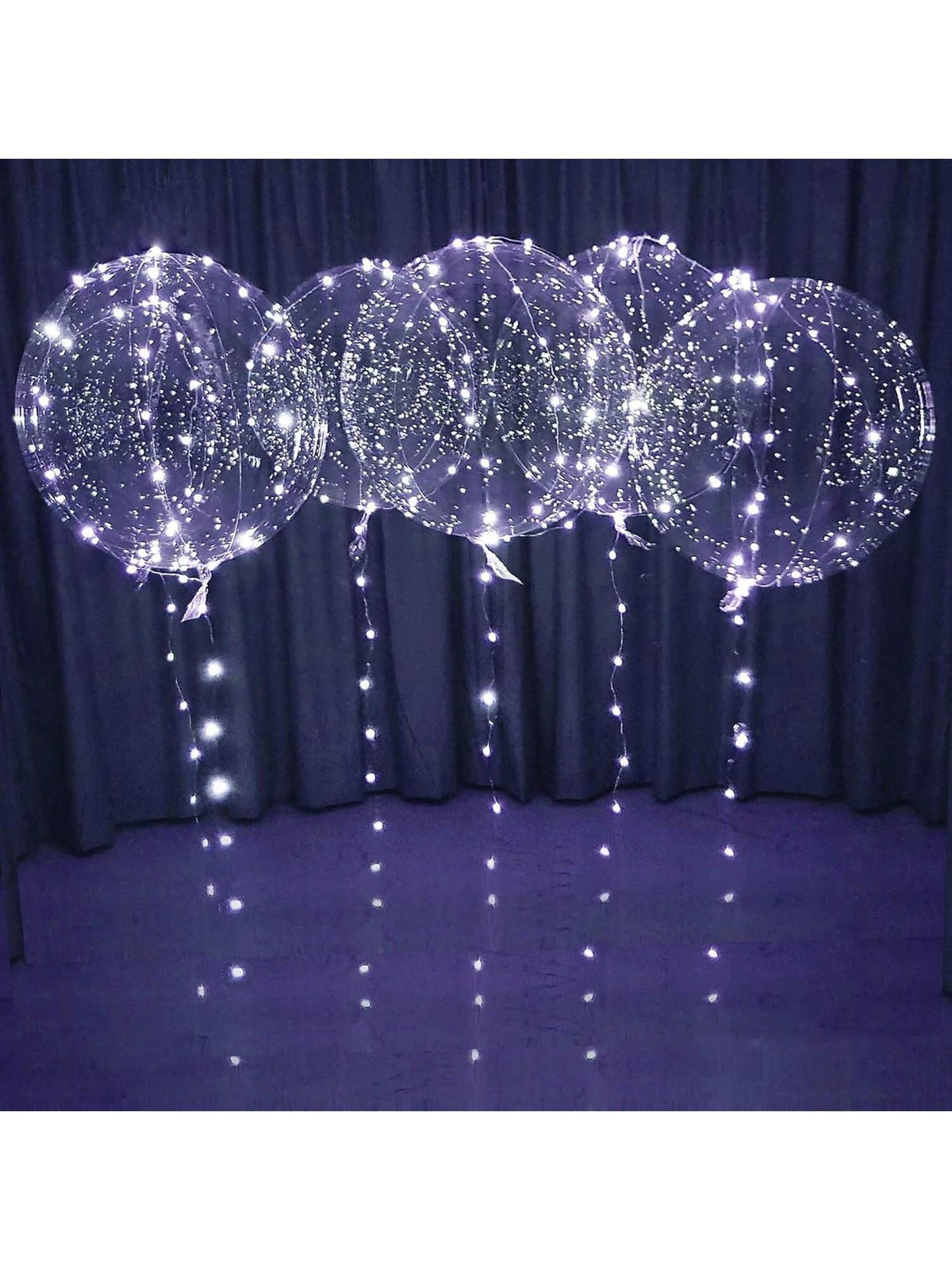 6PCS White LED Bobo Balloons DIY Kit Clear Light-Up Balloons for Parties