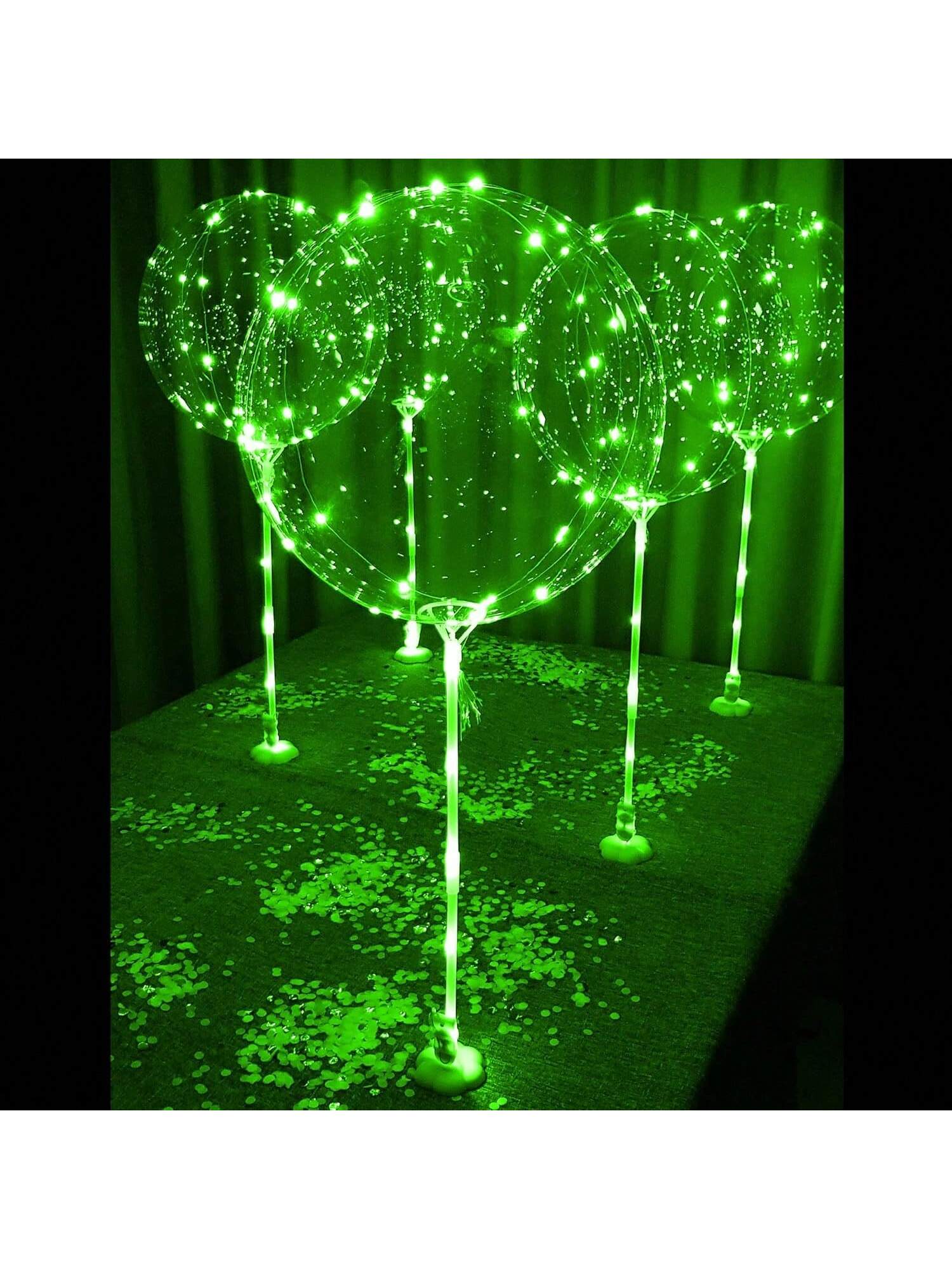 6-Pack LED Light Up Balloons with Stands Sticks and Batteries Party Kit