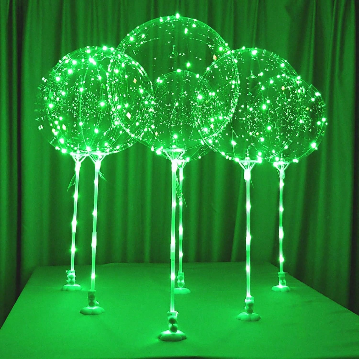 6-Pack LED Light Up Balloons with Stands Sticks and Batteries Party Kit