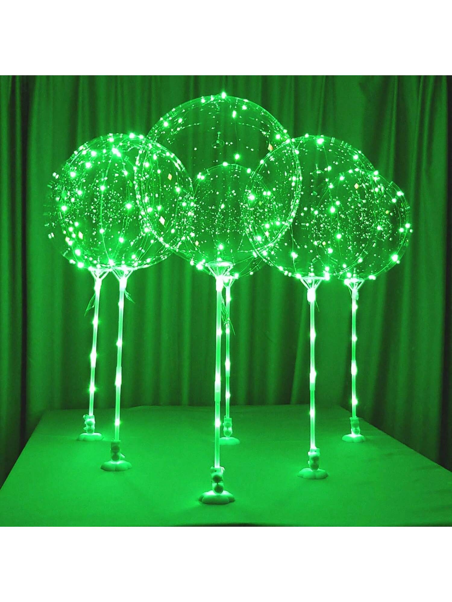 6-Pack LED Light Up Balloons with Stands Sticks and Batteries Party Kit