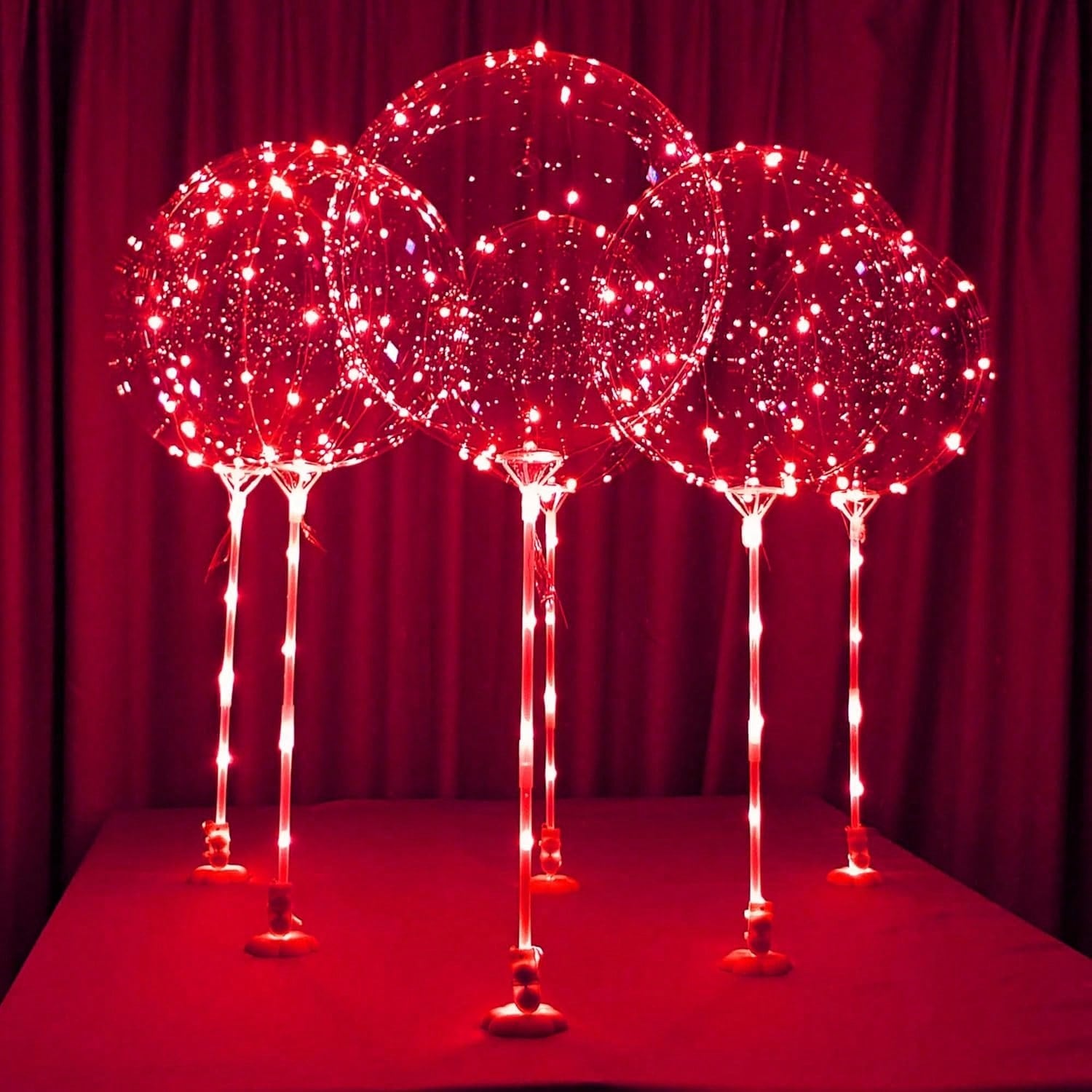 6-Pack LED Light Up Balloons with Stands Sticks and Batteries Party Kit