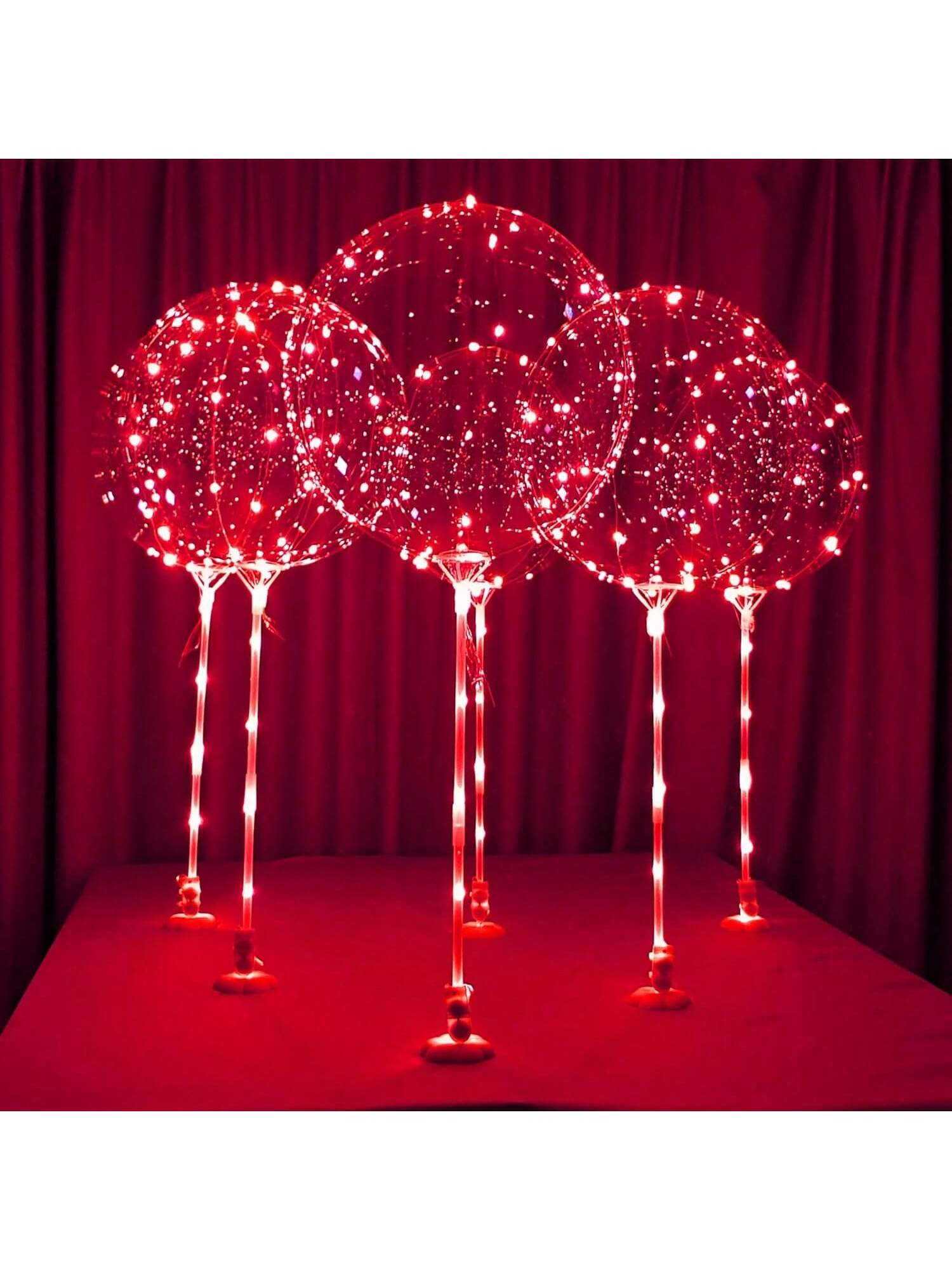 6-Pack LED Light Up Balloons with Stands Sticks and Batteries Party Kit
