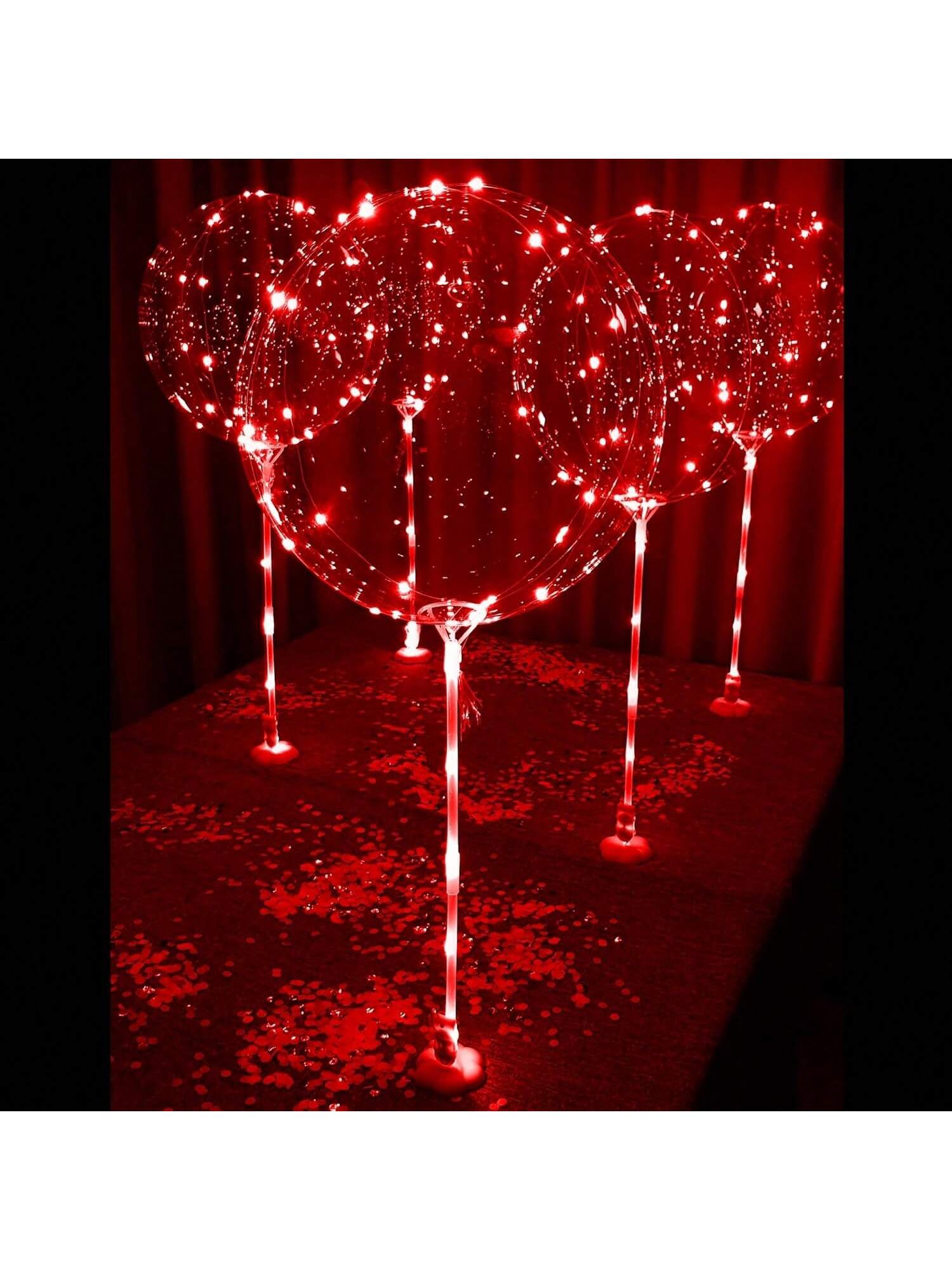 6-Pack LED Light Up Balloons with Stands Sticks and Batteries Party Kit