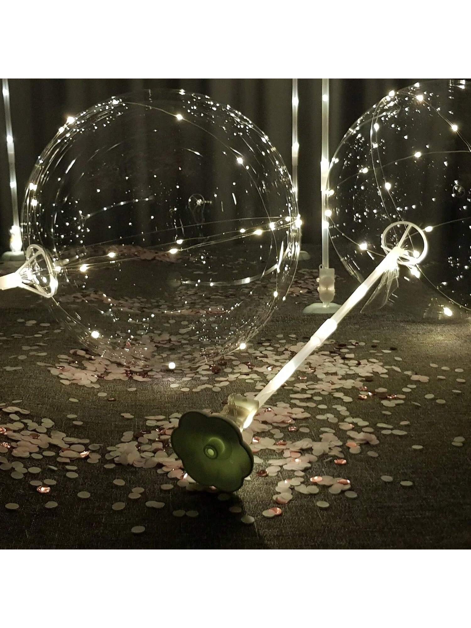 6-Pack LED Light Up Balloons with Stands Sticks and Batteries Party Kit