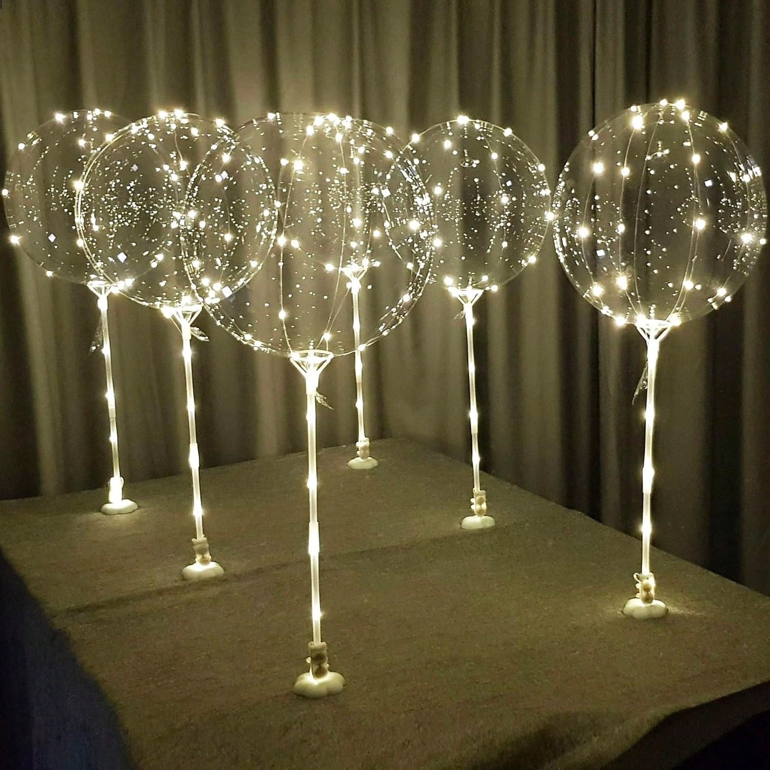 6-Pack LED Light Up Balloons with Stands Sticks and Batteries Party Kit