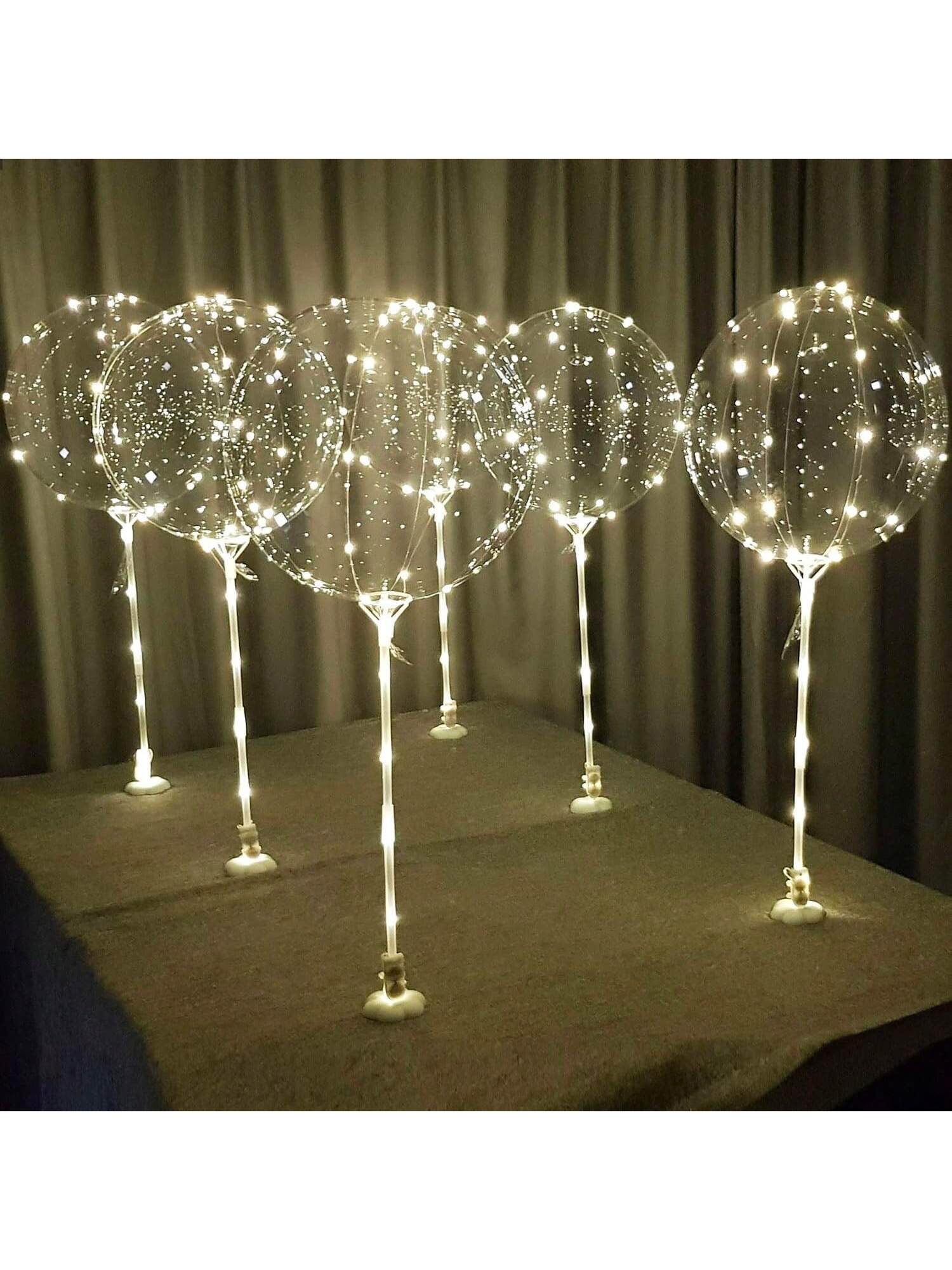 6-Pack LED Light Up Balloons with Stands Sticks and Batteries Party Kit