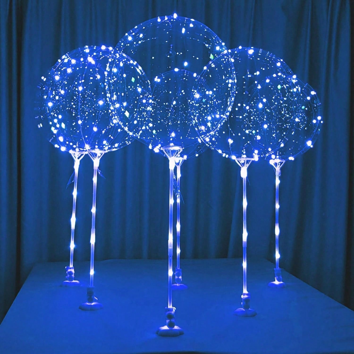 6-Pack LED Light Up Balloons with Stands Sticks and Batteries Party Kit