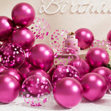 47 Pc Metallic Hot Pink and Confetti Balloons Set for Birthday and Party Decor