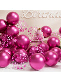 47 Pc Metallic Hot Pink and Confetti Balloons Set for Birthday and Party Decor