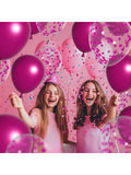 47 Pc Metallic Hot Pink and Confetti Balloons Set for Birthday and Party Decor