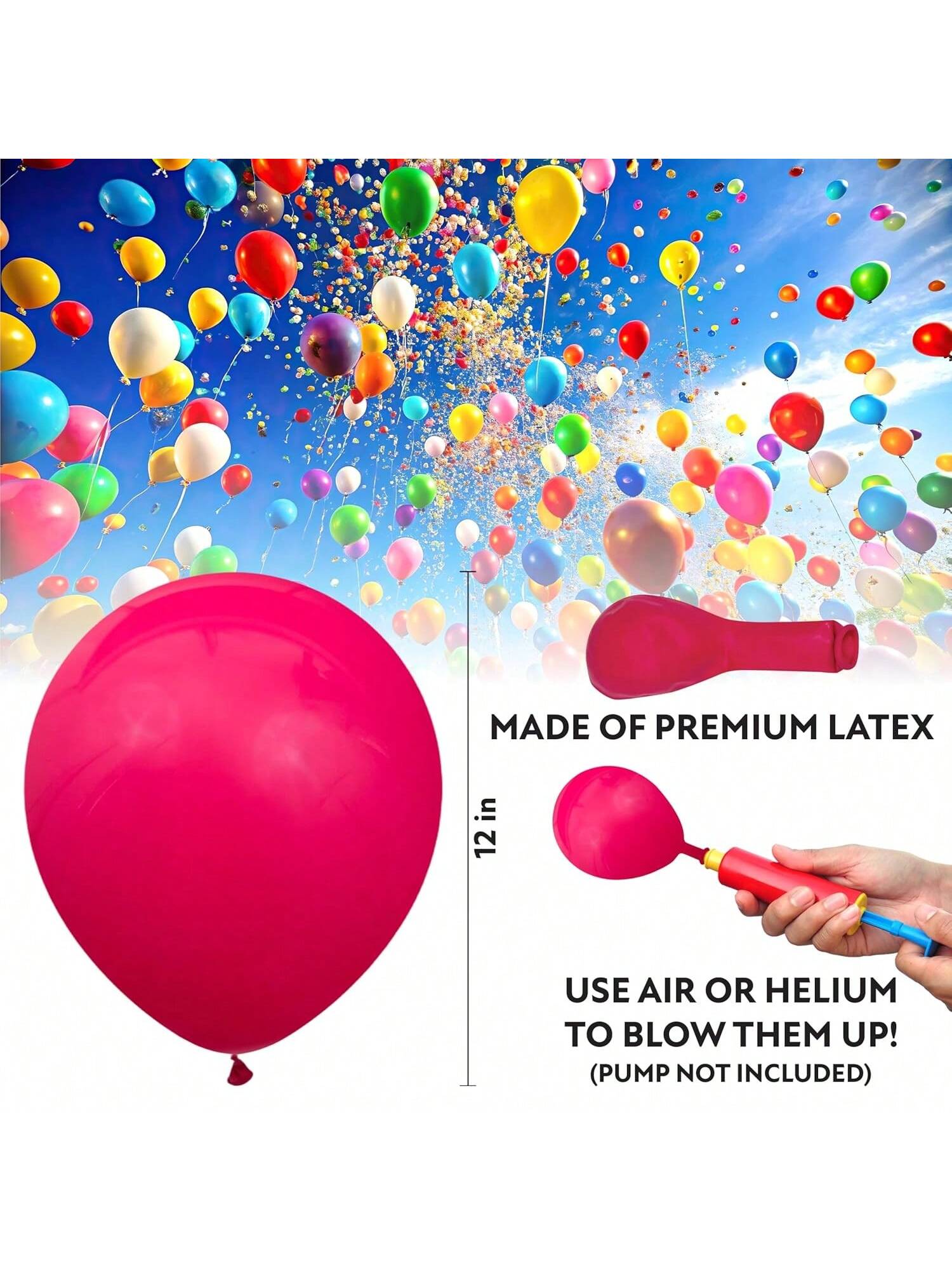 50-Pack 12" Hot Pink Latex Balloons for Birthdays, Weddings & Showers